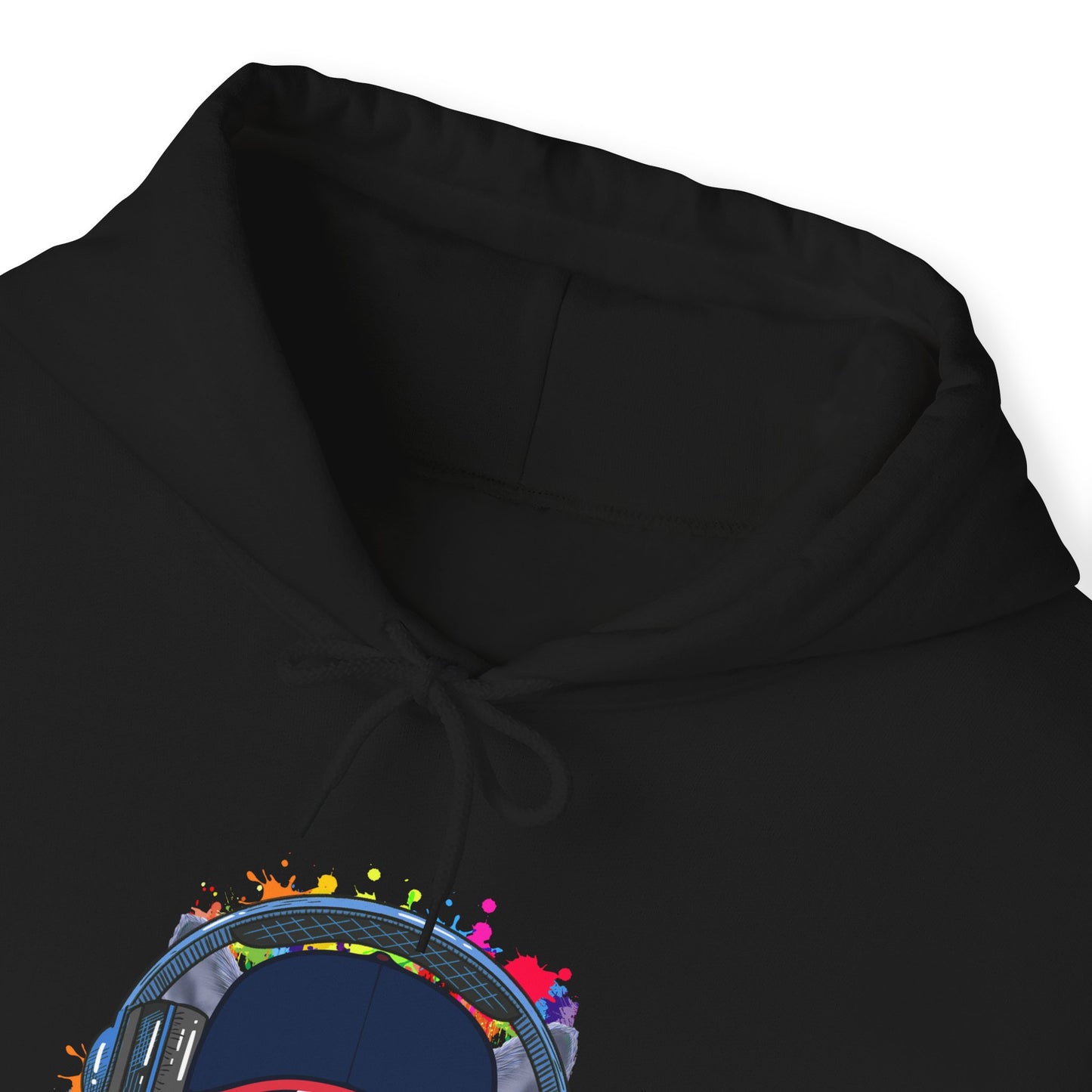 Black Lost In Music Cat Themed Hooded Sweatshirt Unisex