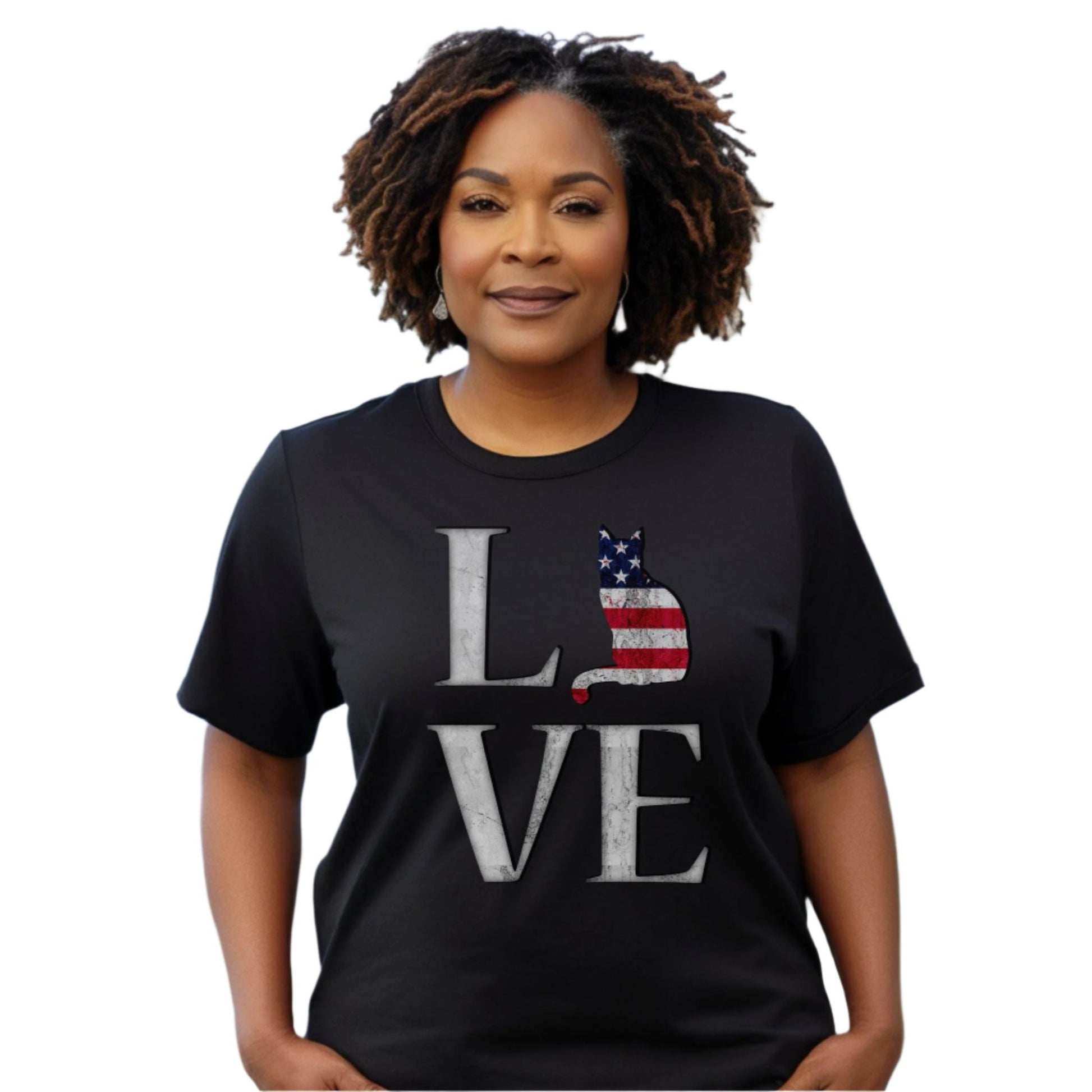 Black Love USA T-Shirt Cat Themed Unisex
