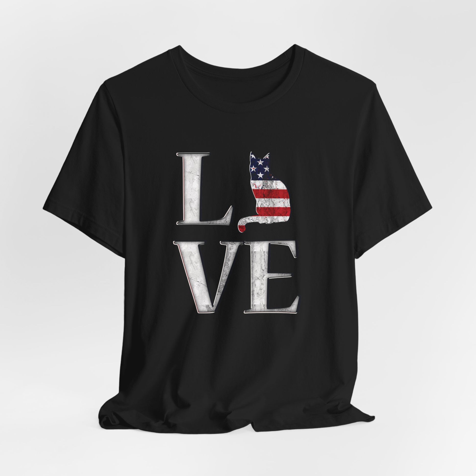 Black Love USA T-Shirt Cat Themed Unisex