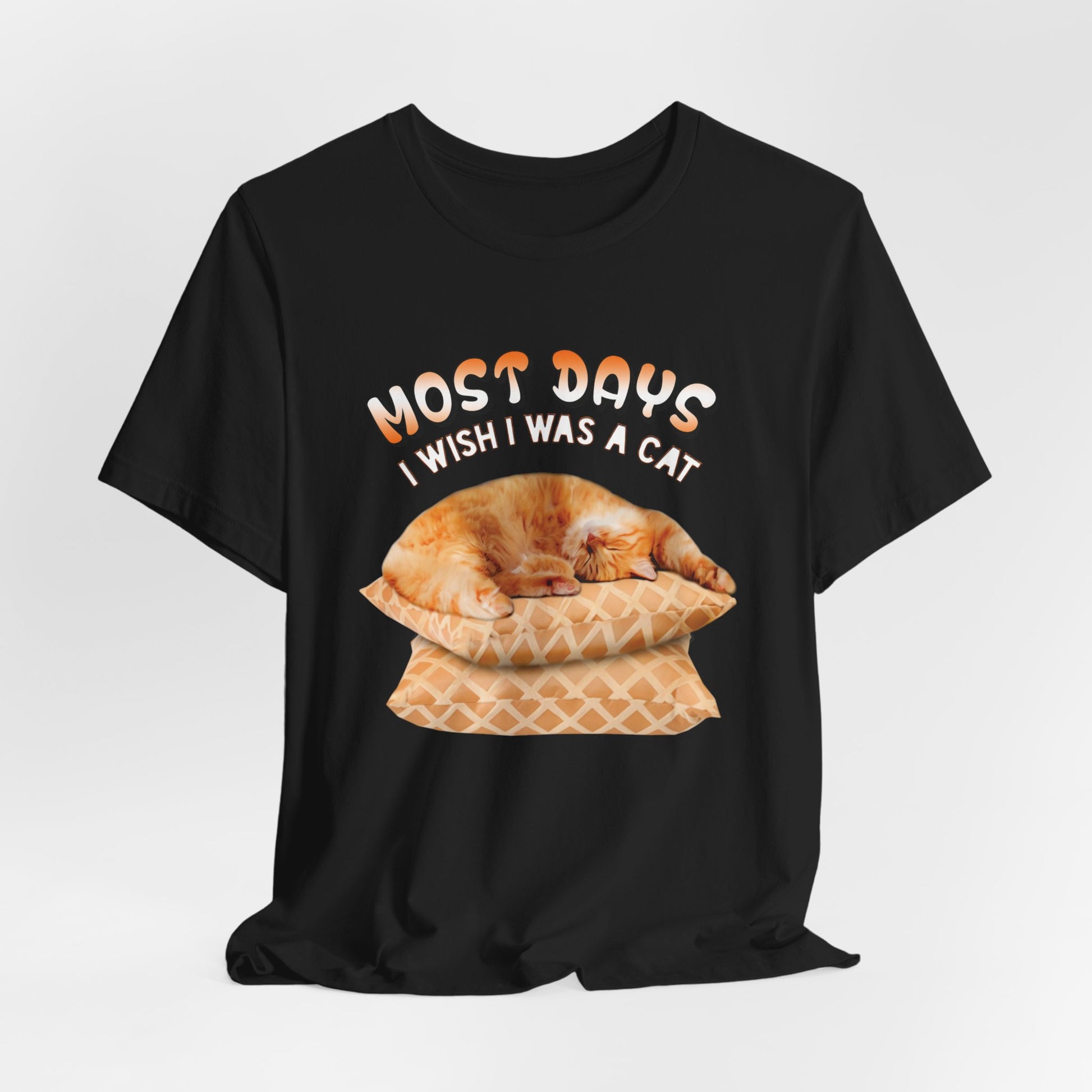 Black Most Days Cat T-Shirt Unisex Crew Neck