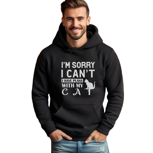 Black Plans With My Cat Hooded Sweatshirt Unisex