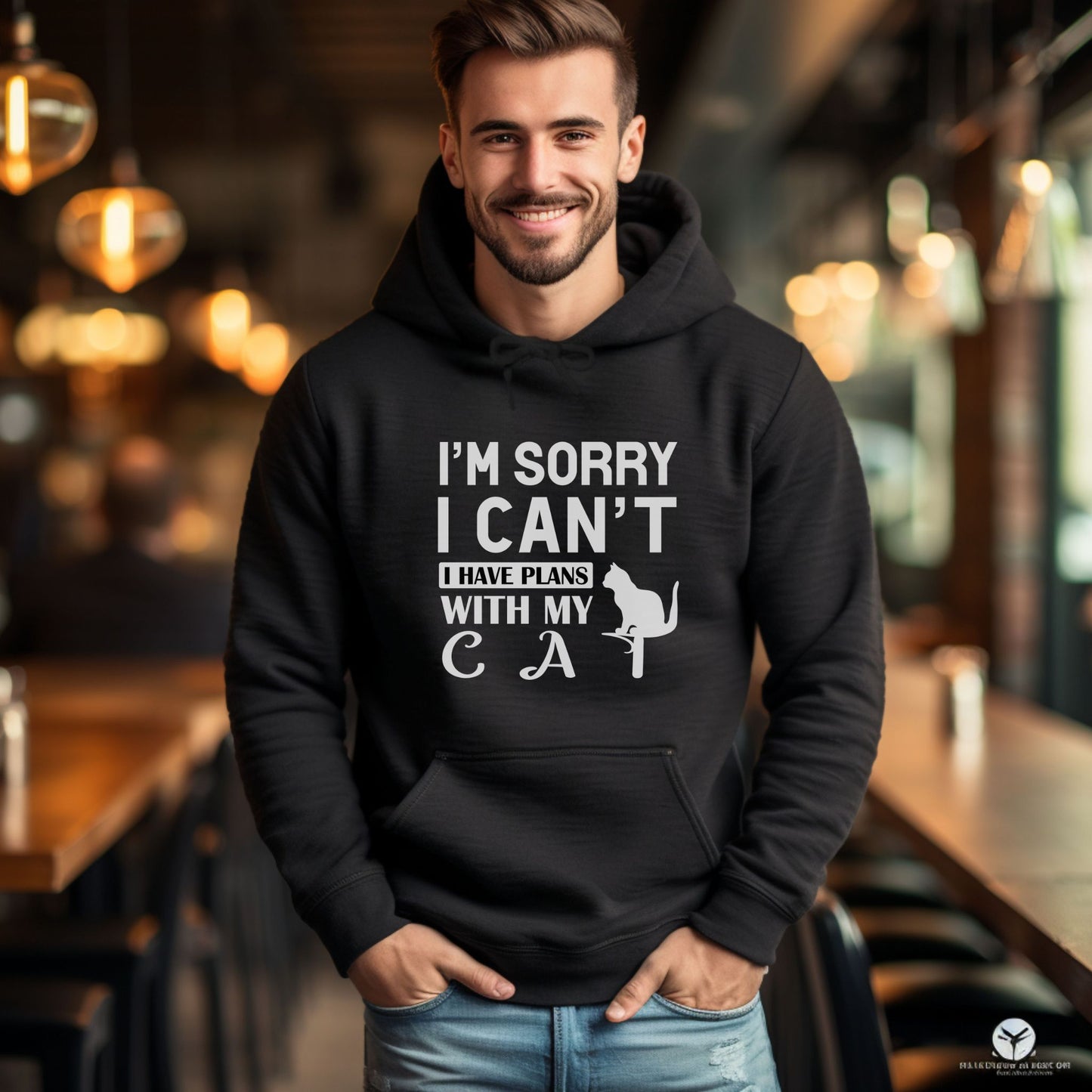 Black Plans With My Cat Hooded Sweatshirt Unisex