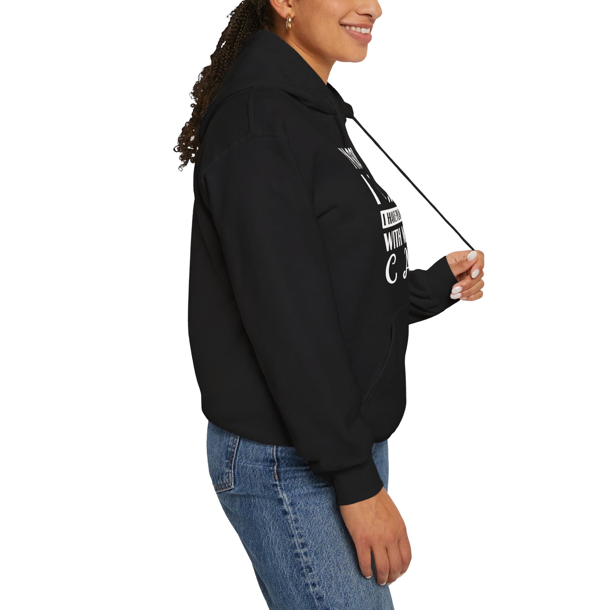Black Plans With My Cat Hooded Sweatshirt Unisex