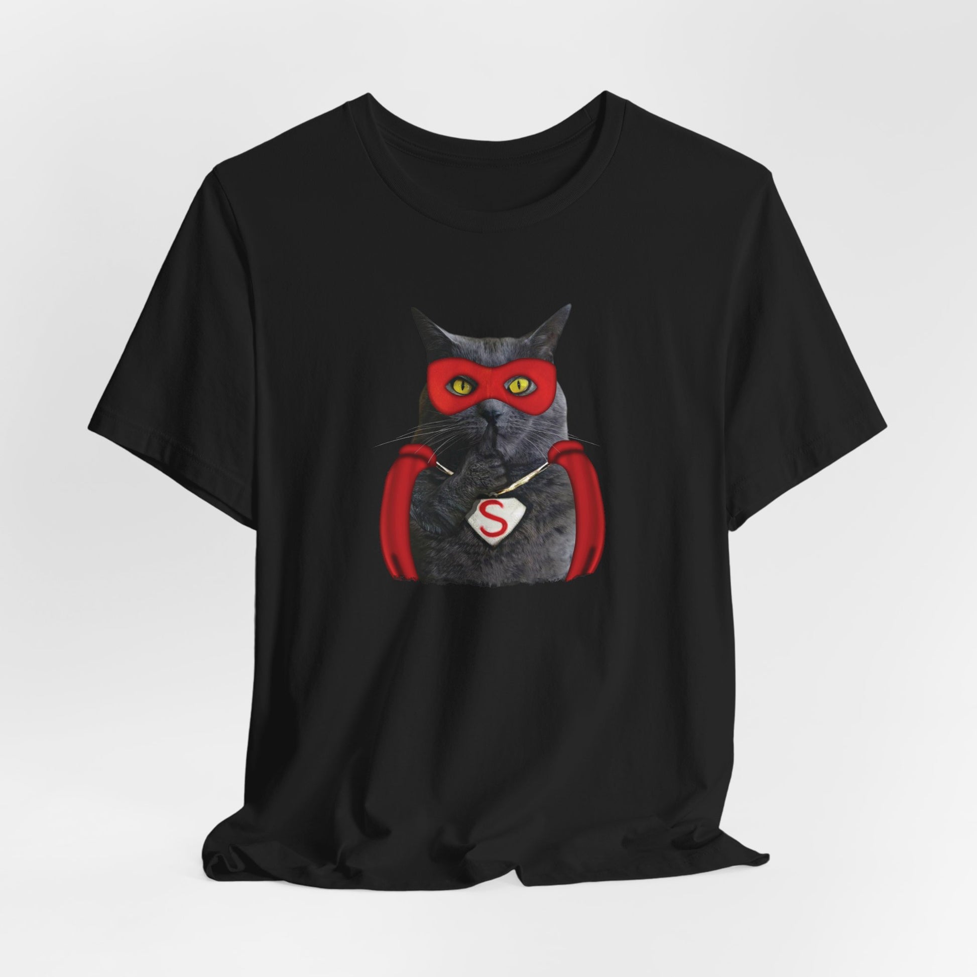Black Super Cat T-Shirt Unisex Crew Neck