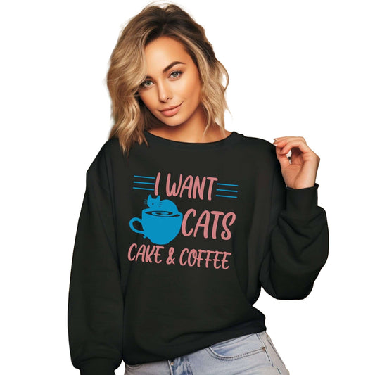 Black Cats Cake & Coffee Crewneck Unisex Sweatshirt