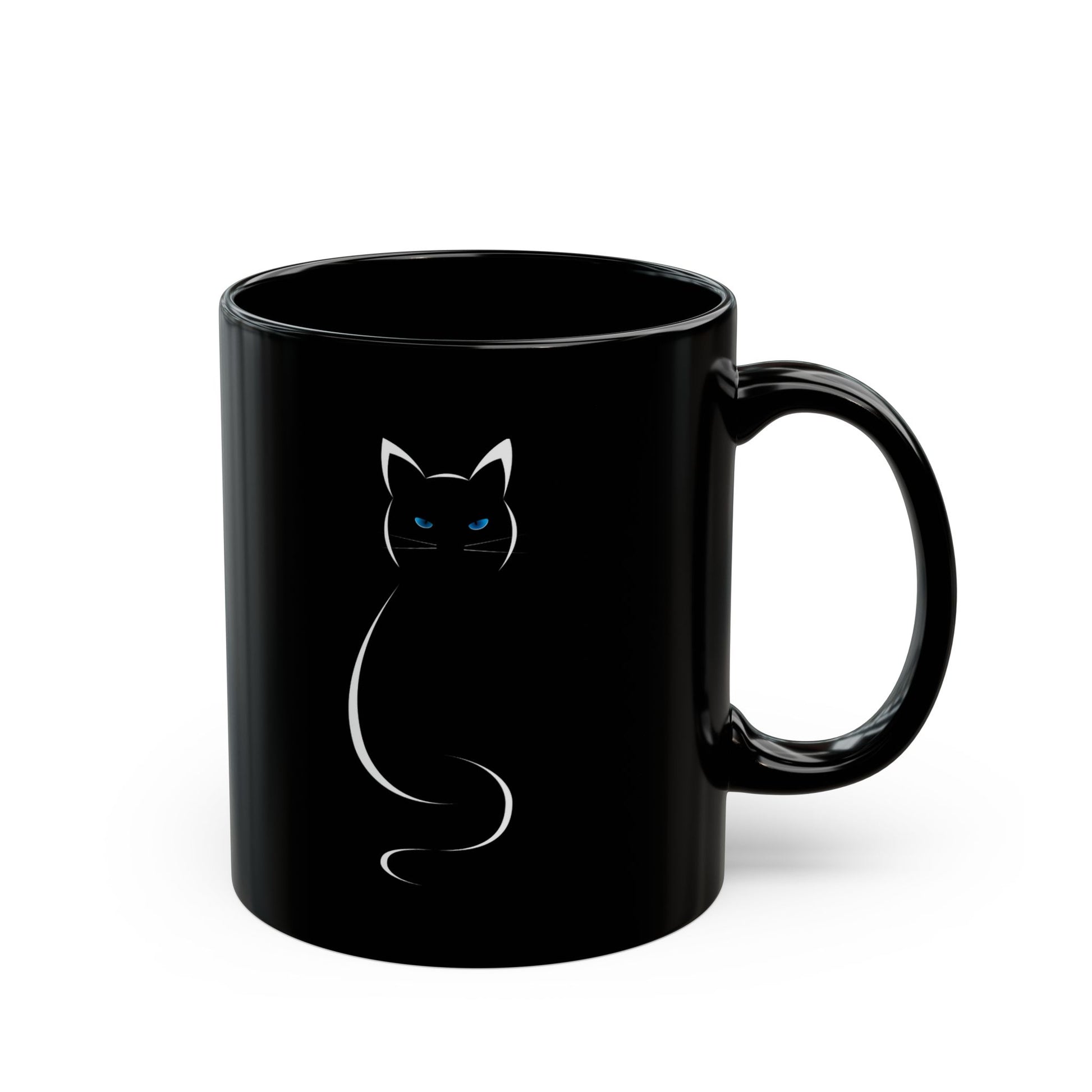 Black mug with 'CATS OVER BRATS' text and cat graphic.