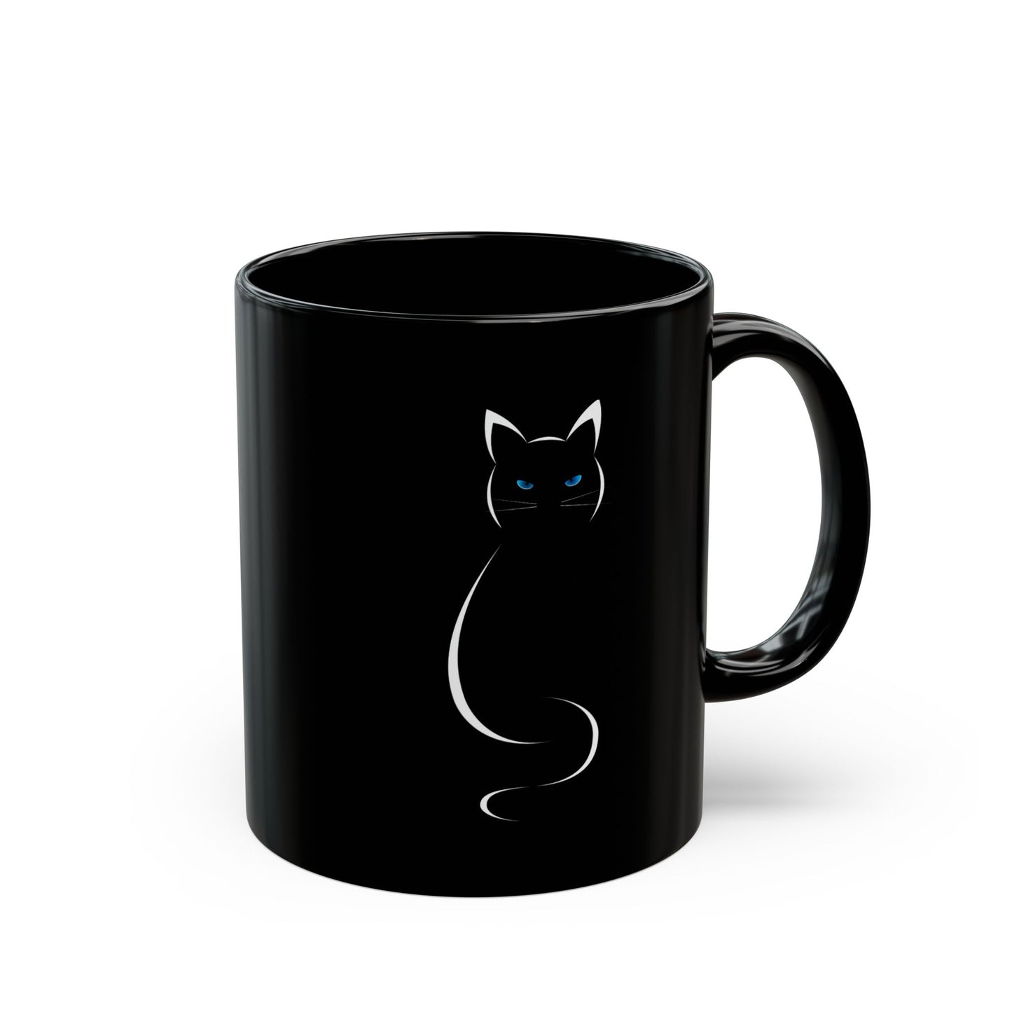 Black mug with 'CATS OVER BRATS' text and cat graphic.