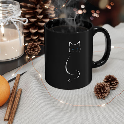 Black mug with 'CATS OVER BRATS' text and cat graphic.