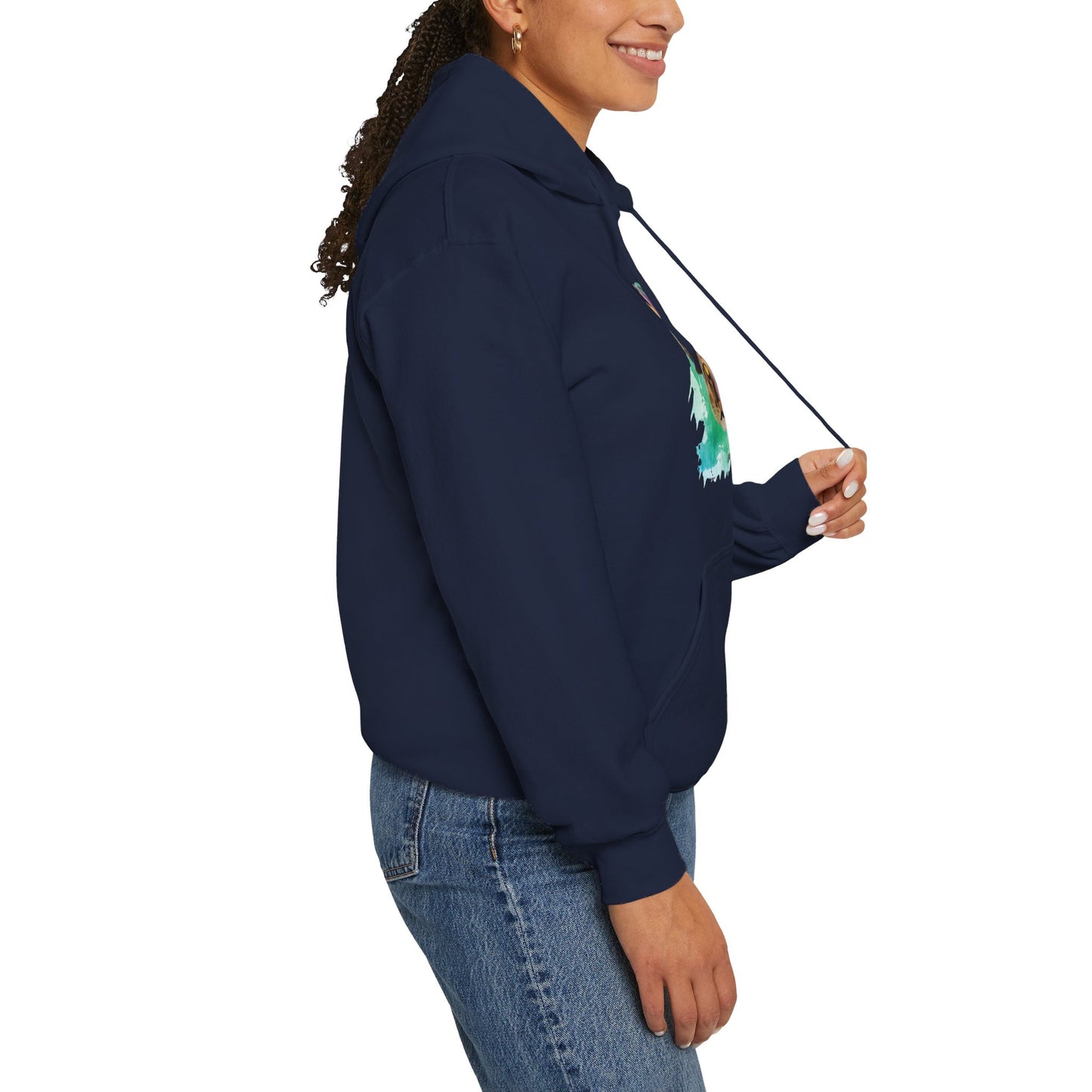 Navy Baker Boy Cat Themed Hooded Sweatshirt Unisex