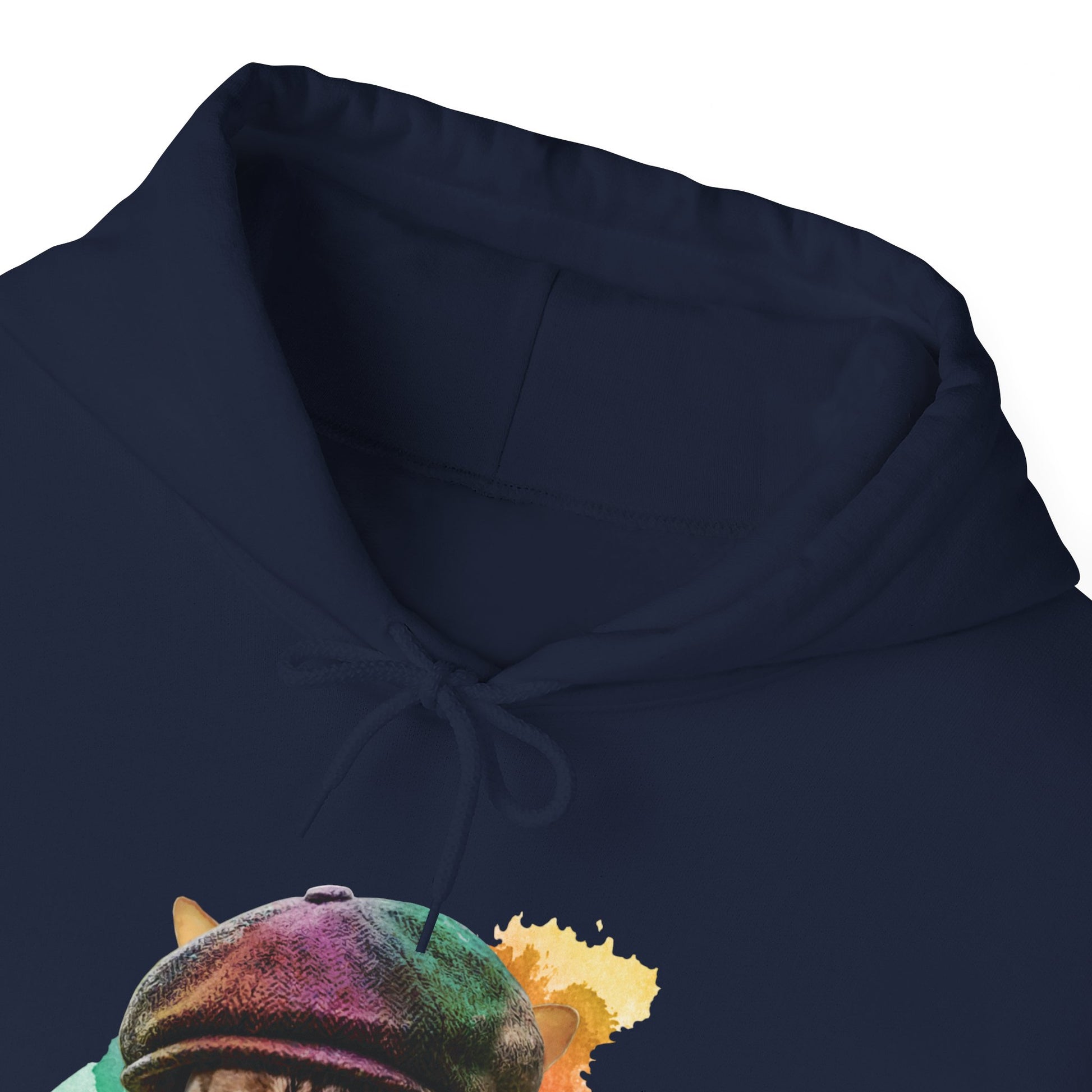 Navy Baker Boy Cat Themed Hooded Sweatshirt Unisex