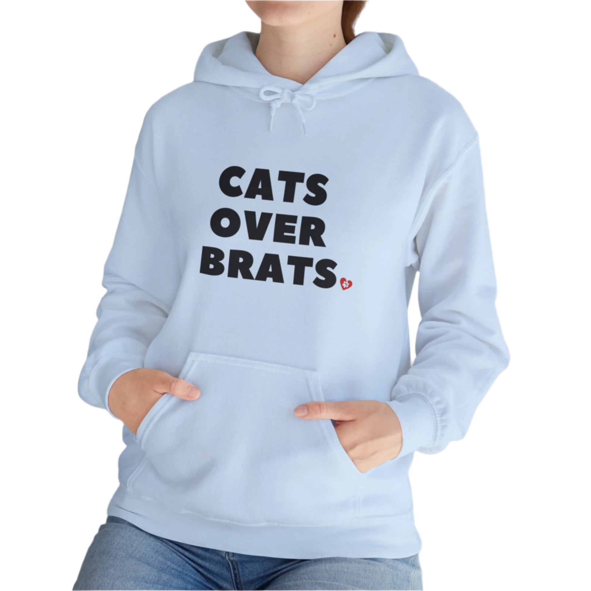 Pale Blue Cats Over Brats Hooded Sweatshirt Unisex