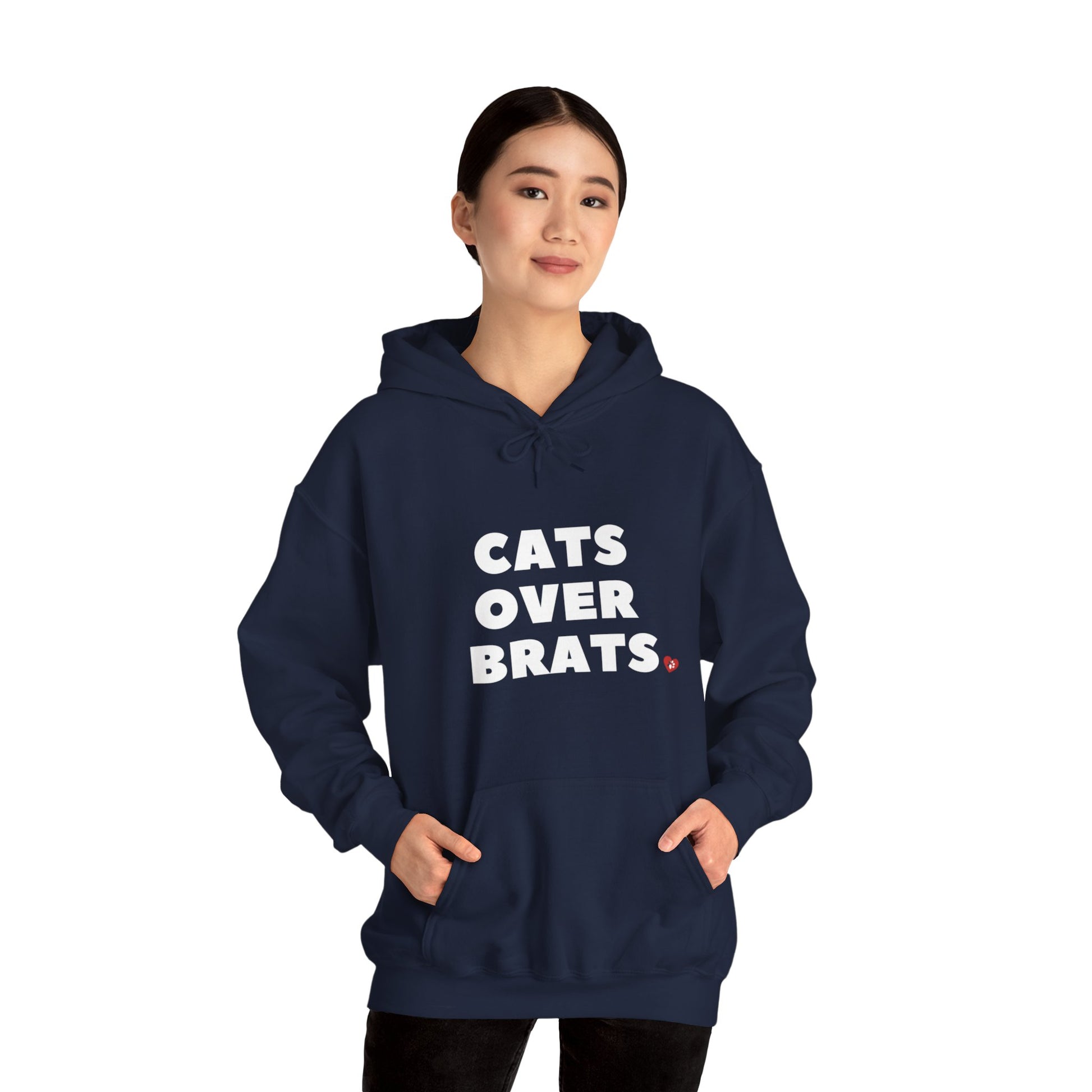 Navy Cats Over Brats Hooded Sweatshirt Unisex