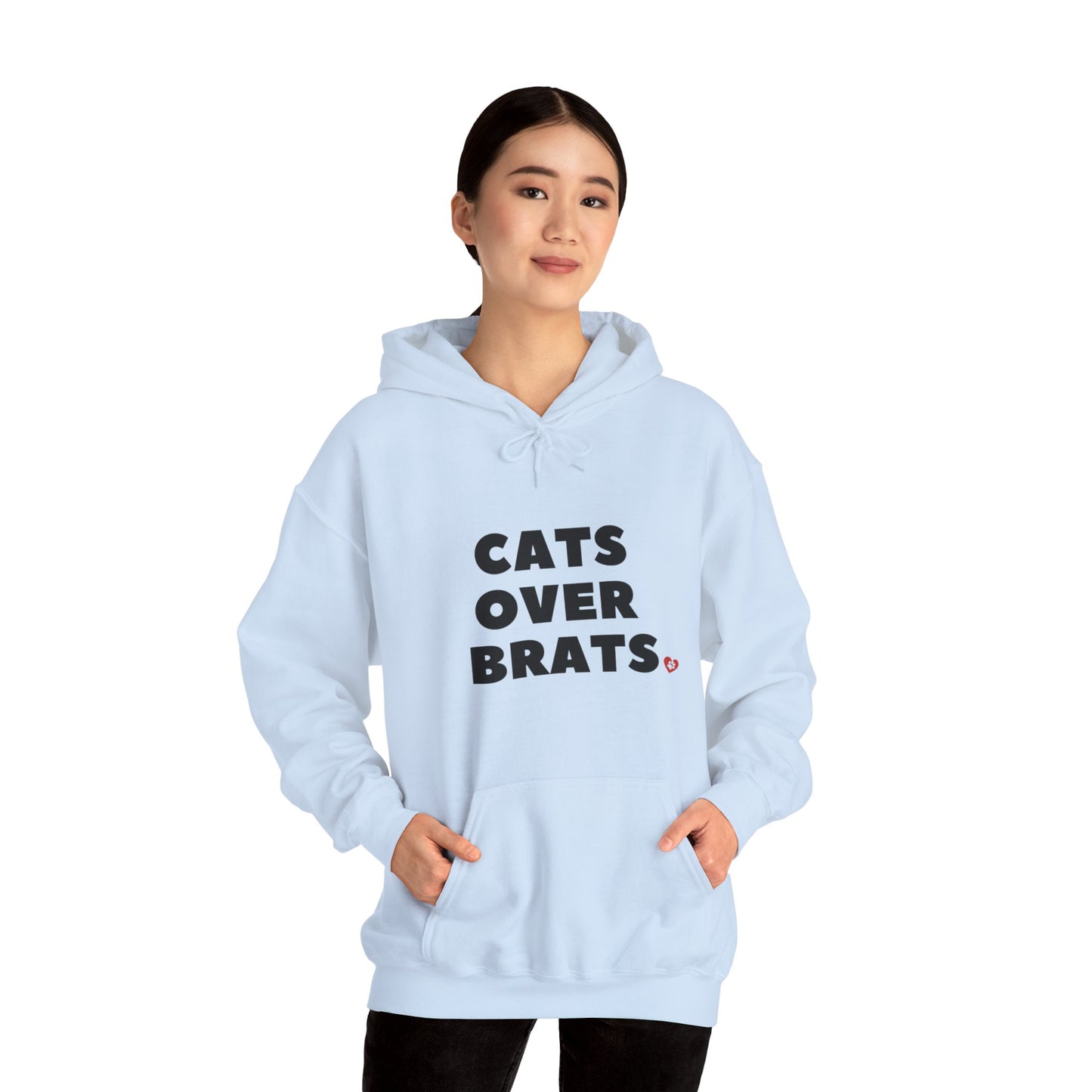 Pale Blue Cats Over Brats Hooded Sweatshirt Unisex
