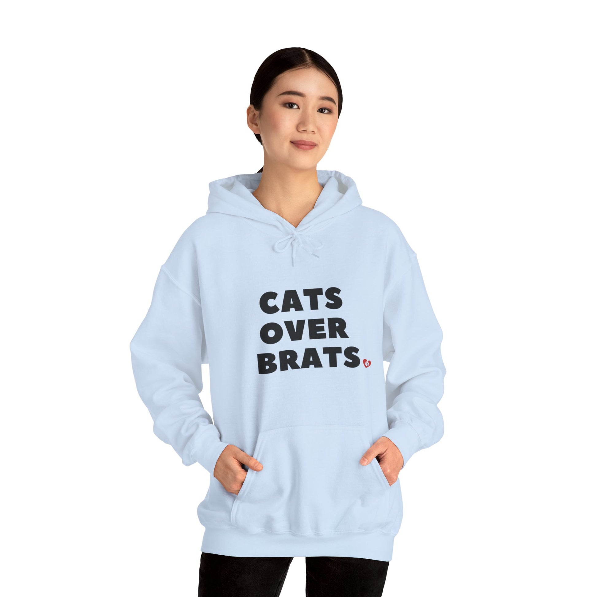 Pale Blue Cats Over Brats Hooded Sweatshirt Unisex