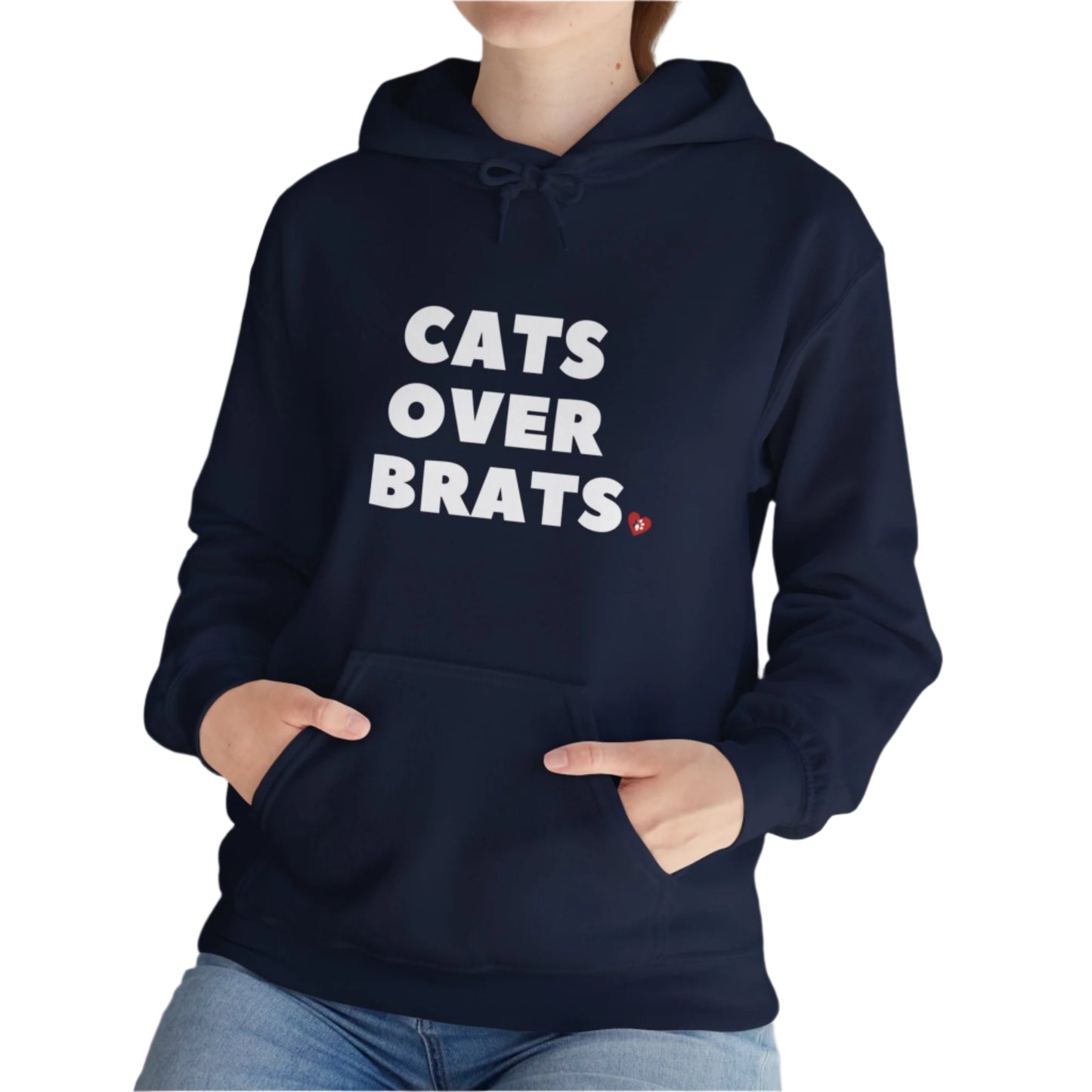 Navy Cats Over Brats Hooded Sweatshirt Unisex