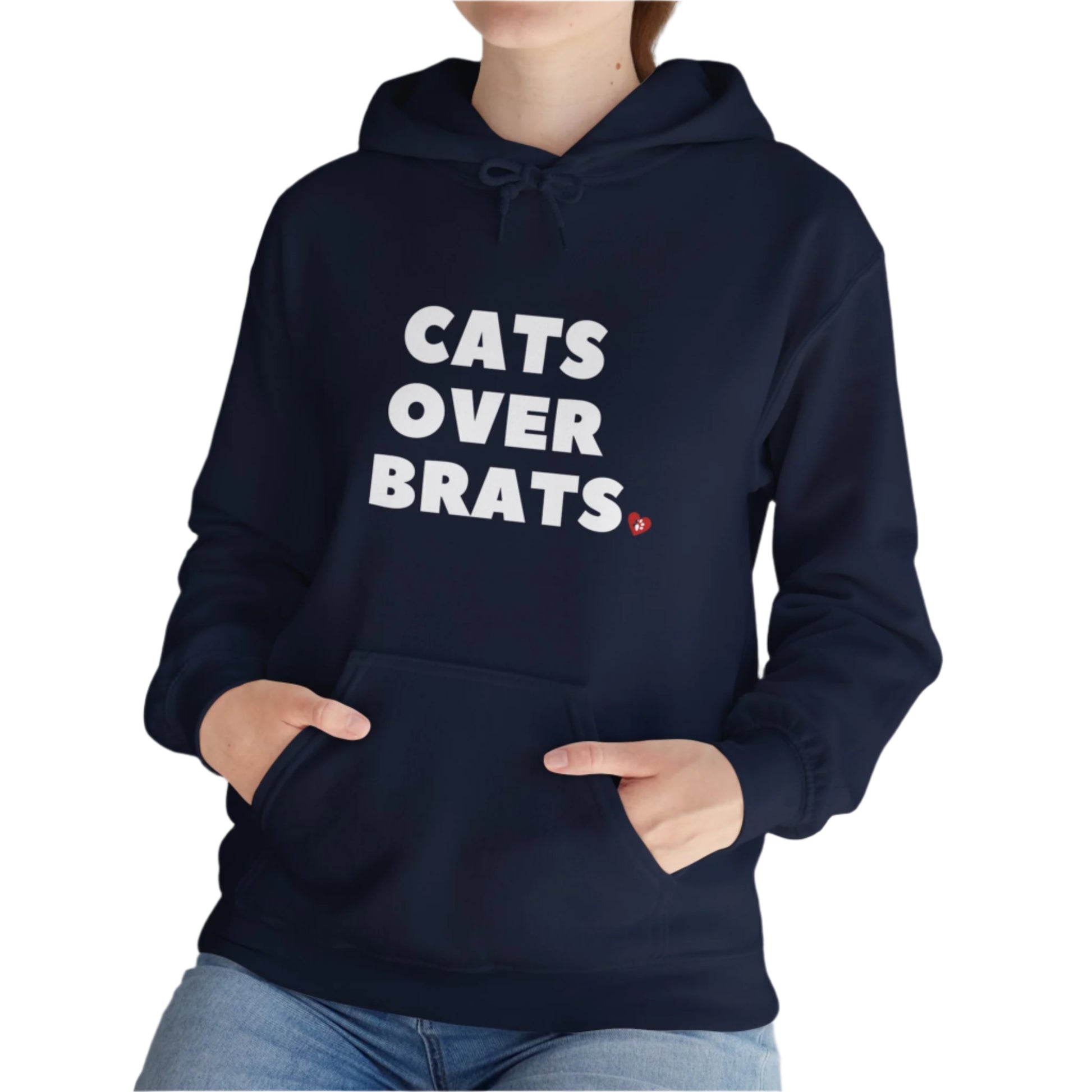 Navy Cats Over Brats Hooded Sweatshirt Unisex