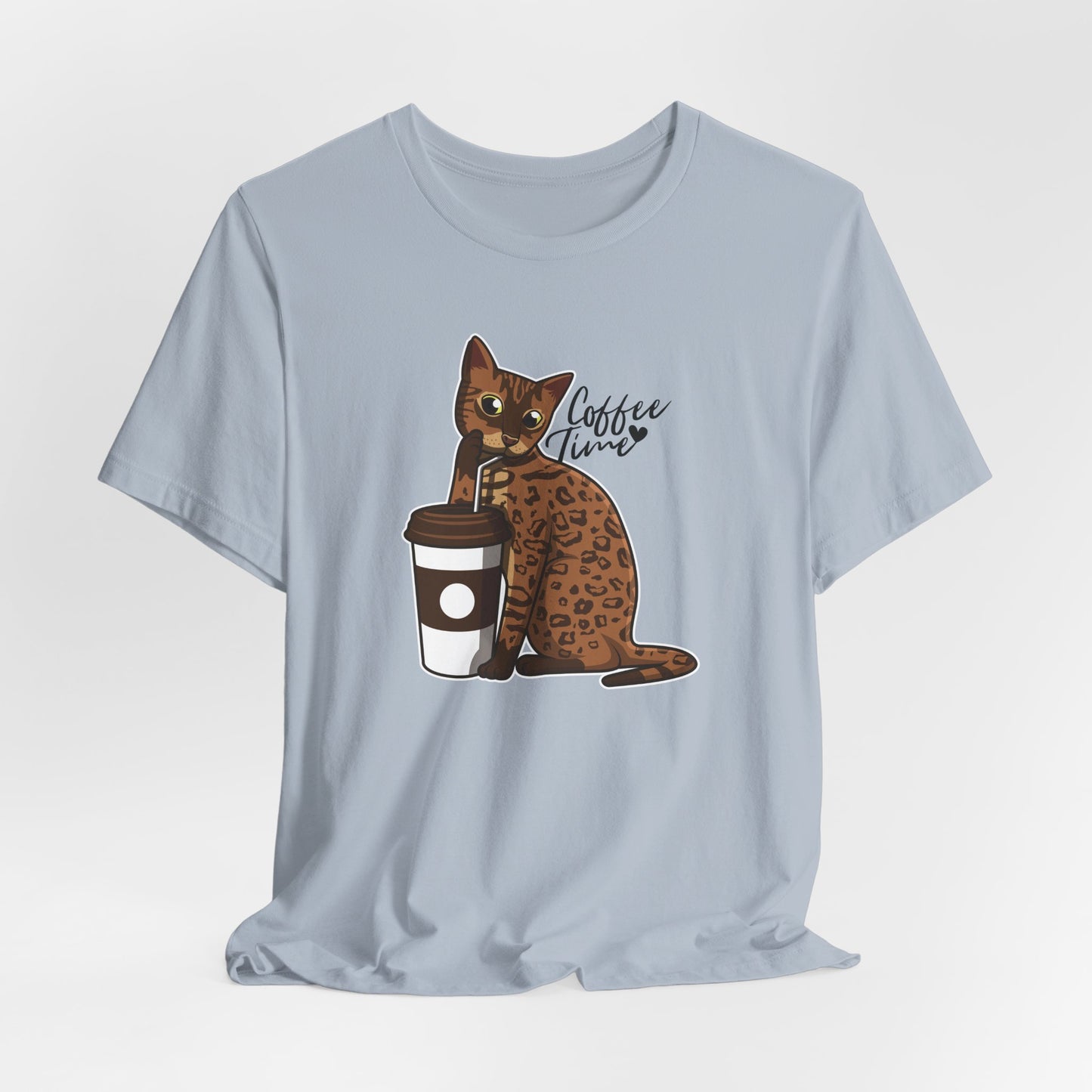 Light Blue Drinking Cat T-Shirt Unisex