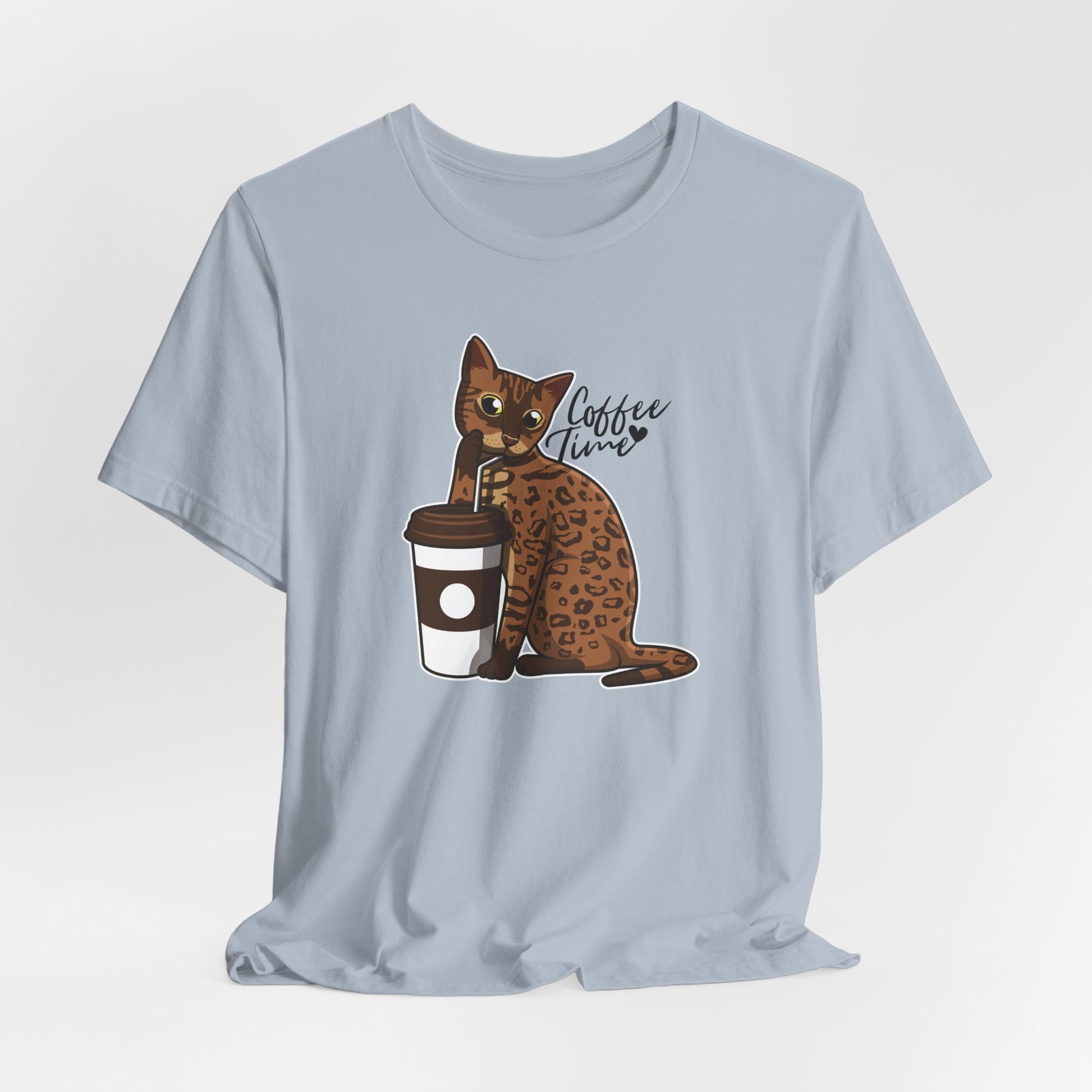 Light Blue Drinking Cat T-Shirt Unisex