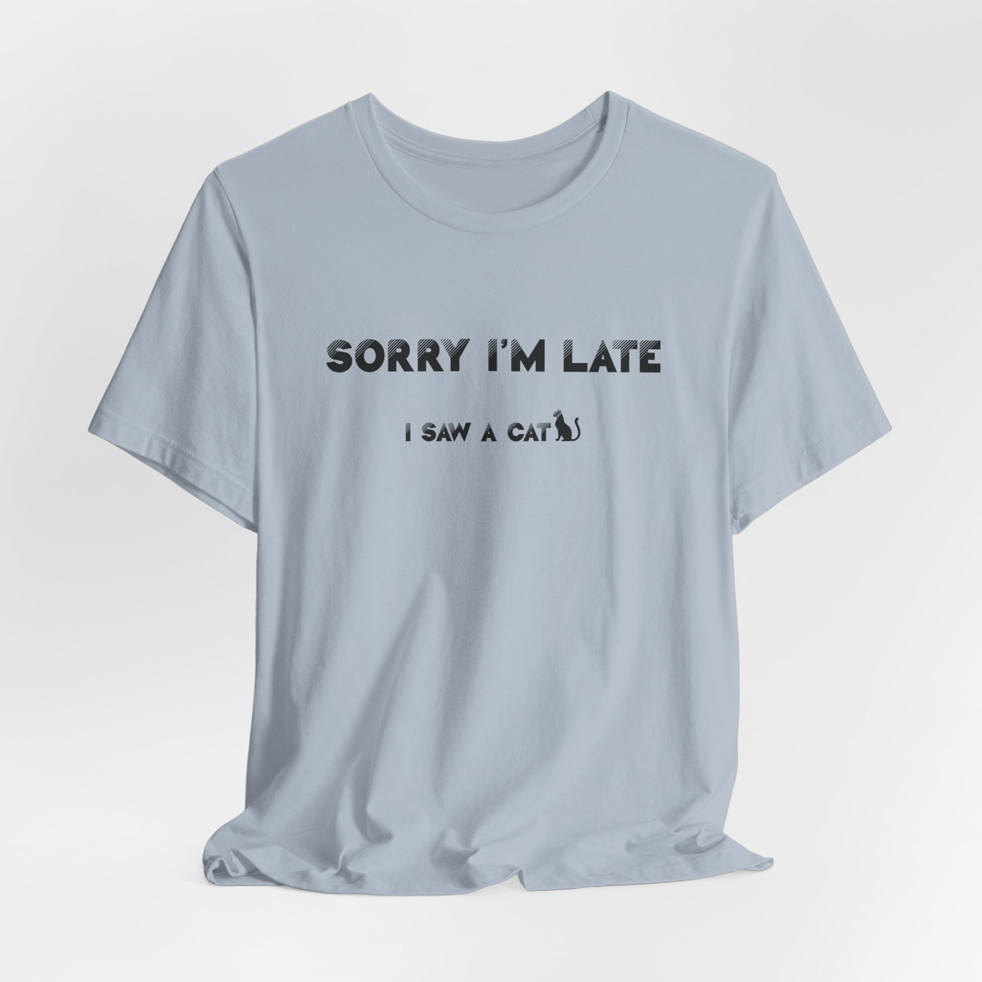 Light Blue I Saw A Cat T-Shirt Unisex Crew Neck 