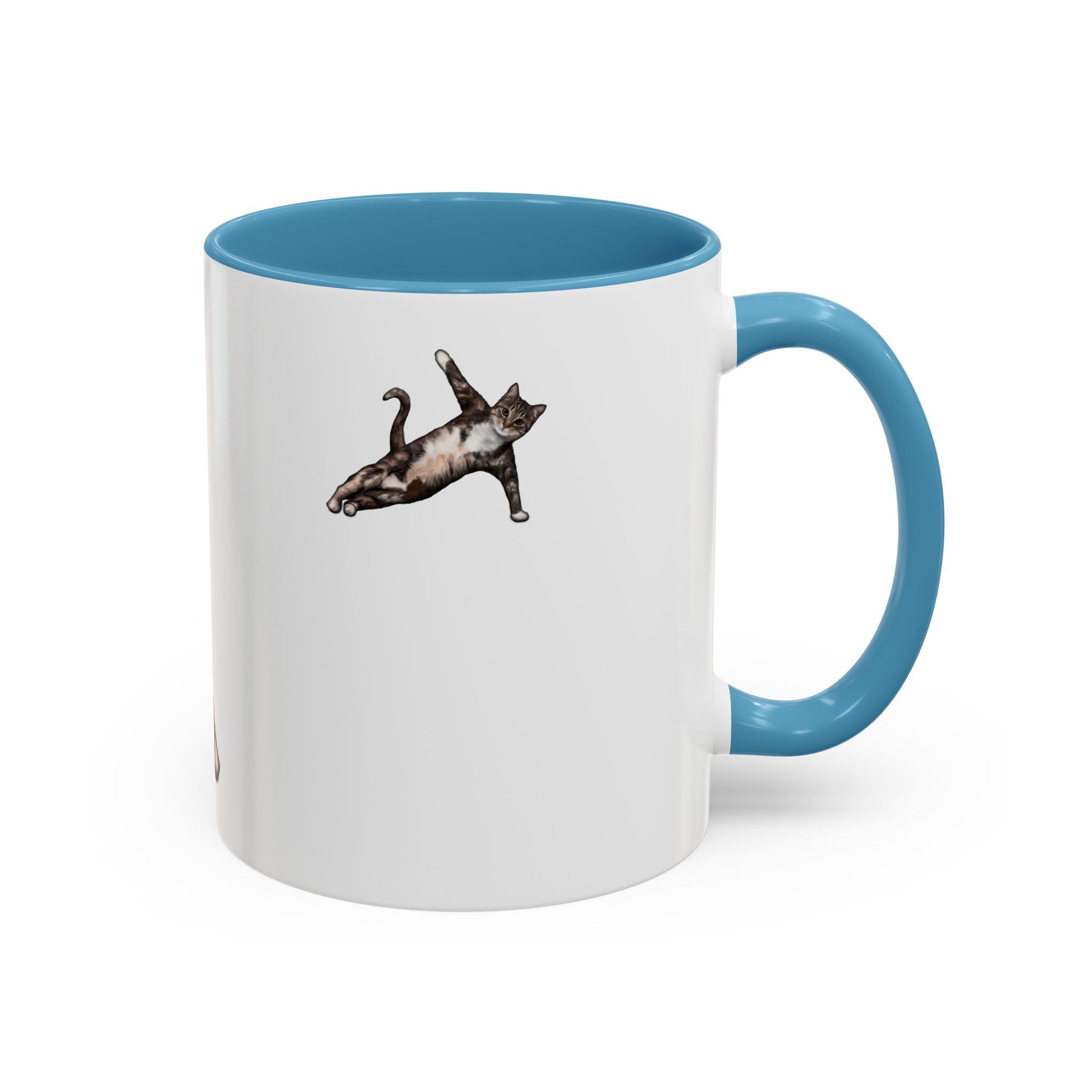 Mug with an illustration of a cat in a yoga pose