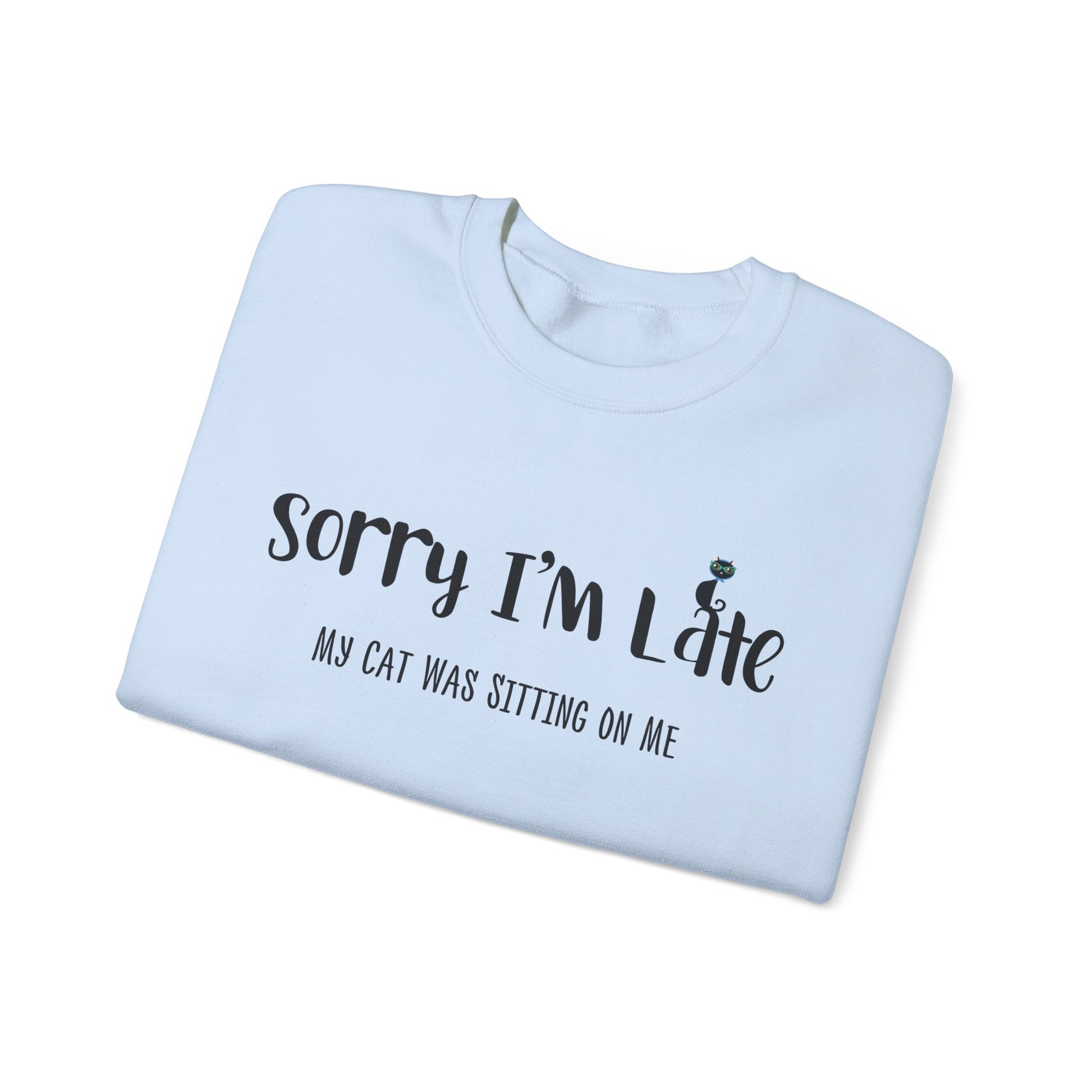 Pale Blue My Cat Was Sitting On Me Unisex Crewneck Sweatshirt