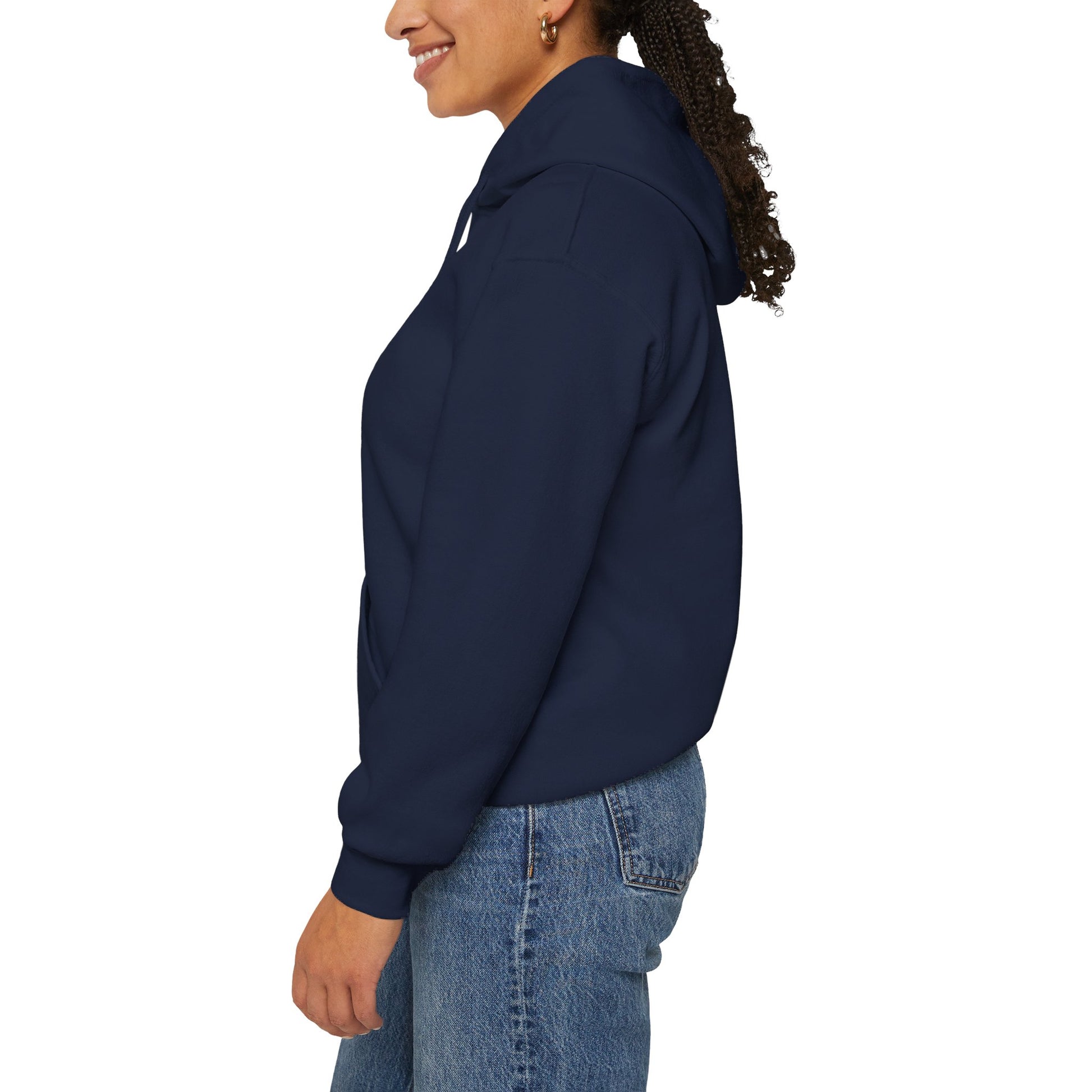 Navy Not Lazy Cat Themed Hooded Sweatshirt Unisex