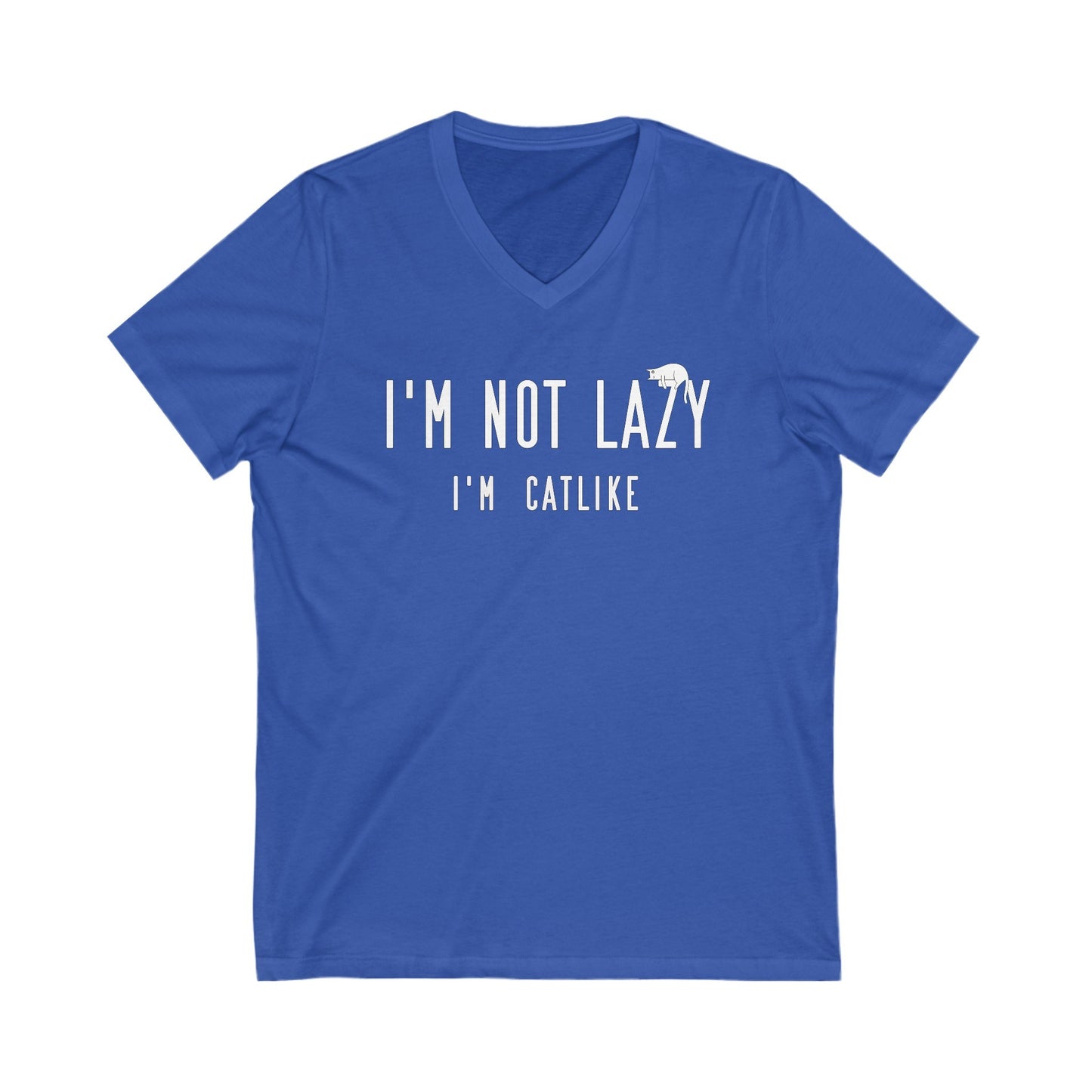Royal Blue Not Lazy Cat T-Shirt Unisex V-Neck