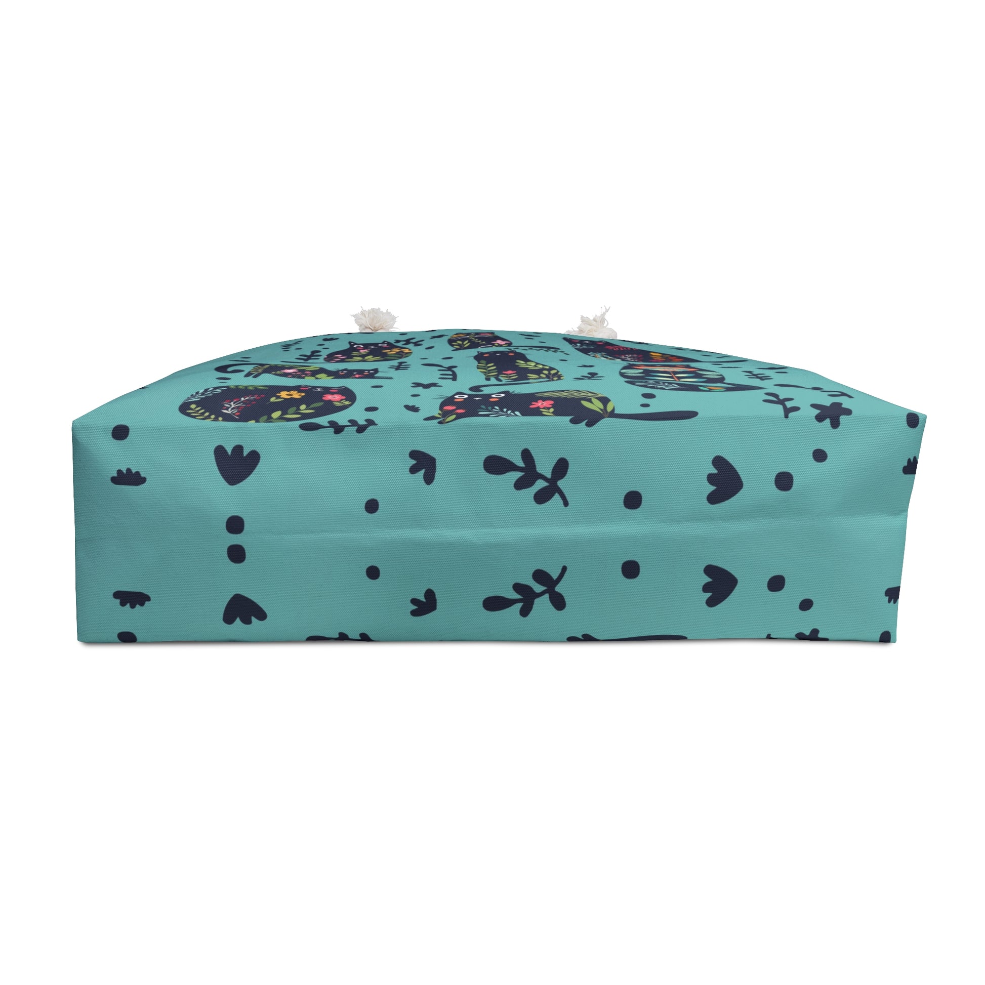 Tote bag with cat & flower petals pattern  