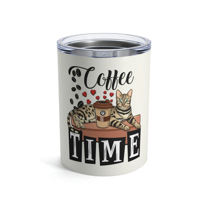 Coffee Beans & Love Hearts Bengal Cat Small Travel Tumbler 10oz