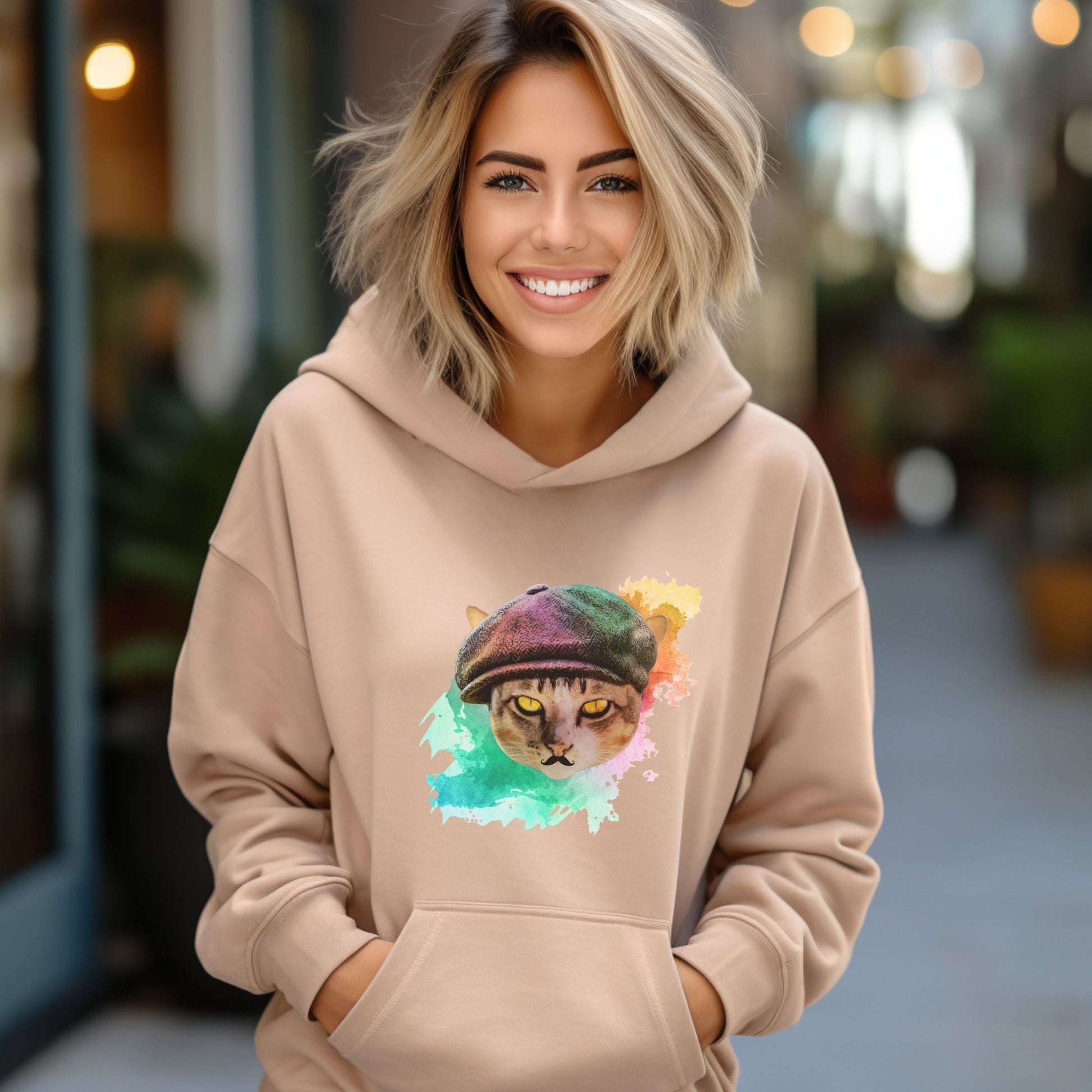 Sand Baker Boy Cat Themed Hooded Sweatshirt Unisex