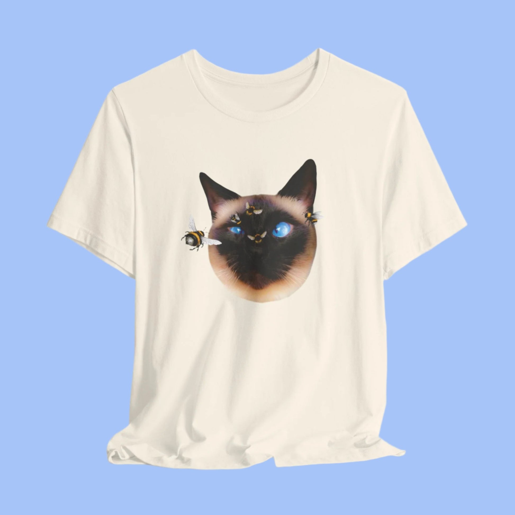 Natural Buzz_Off_Siamese_Cat_T-Shirt Unisex Crew Neck