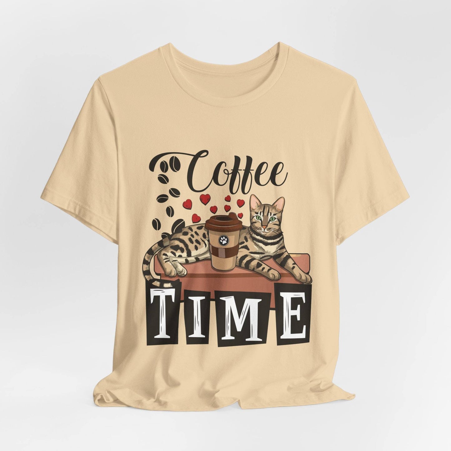 Soft Cream_Coffee_Beans_Love_Hearts_T-Shirt_Unisex Bengal Cat