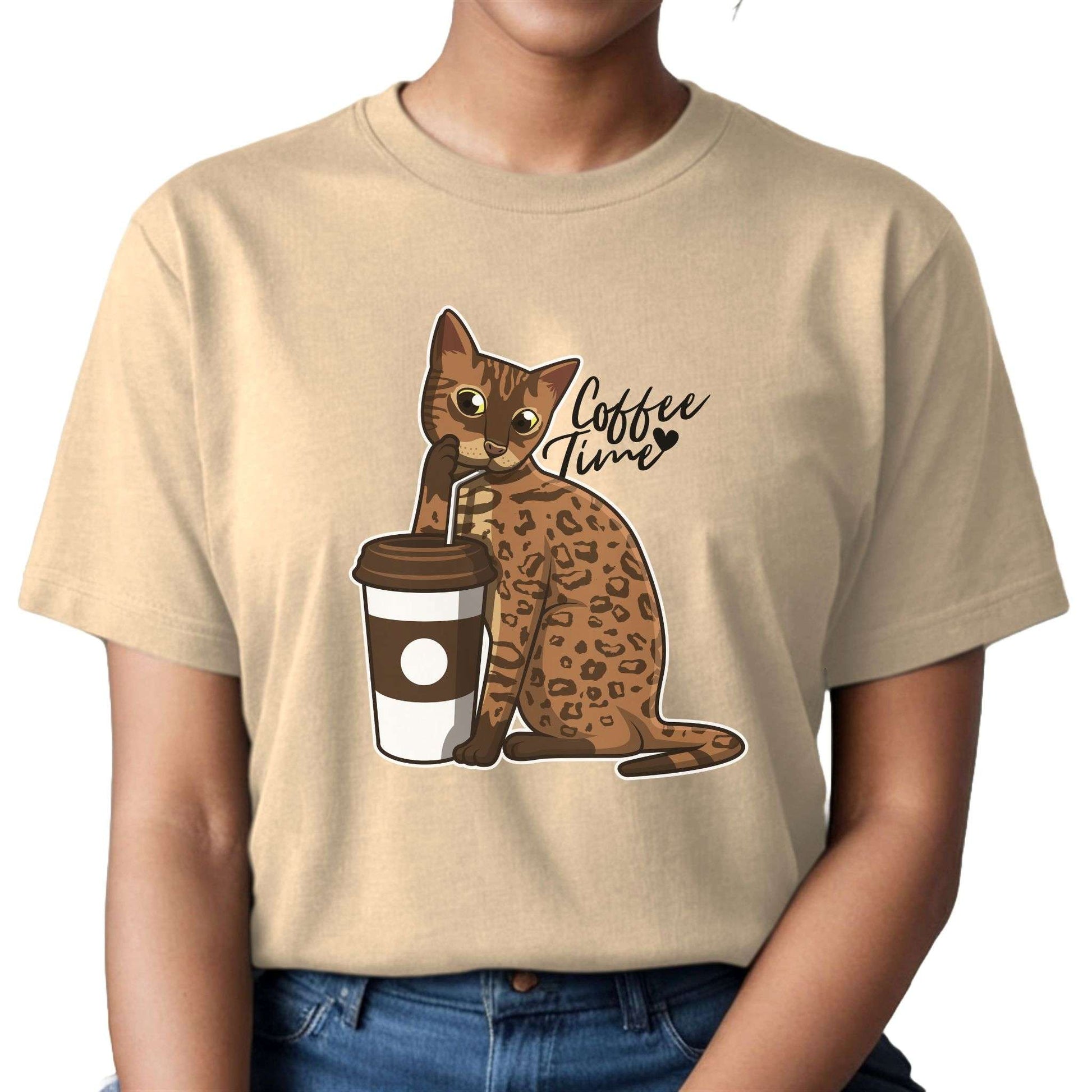 Cream Drinking Cat T-Shirt Unisex