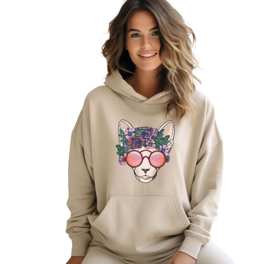 Sand Flower Sphynx Cat Hooded Sweatshirt Unisex
