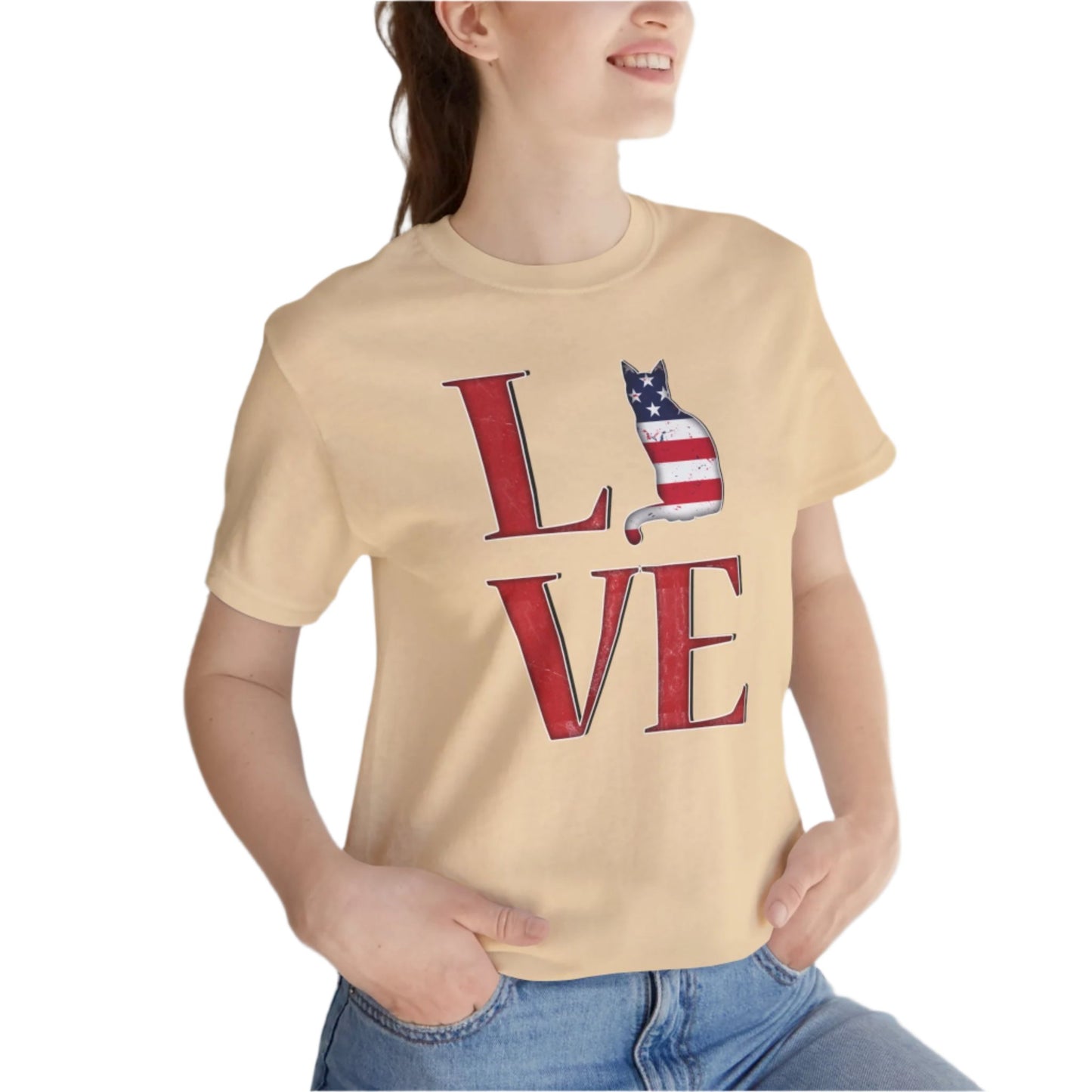 Cream Love USA T-Shirt Cat Themed Unisex
