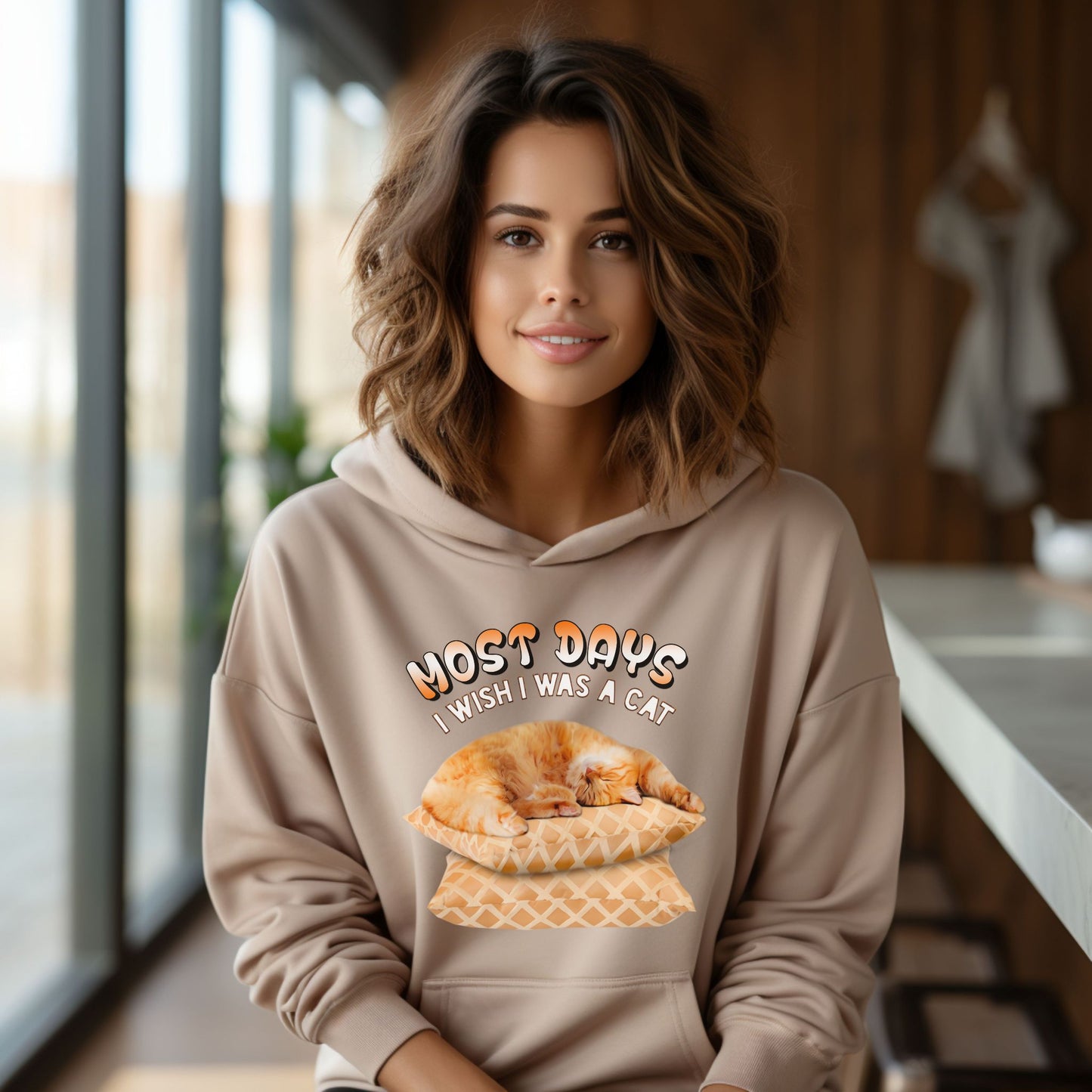 Sand Most Days Cat Themed Hooded Sweatshirt Unisex 