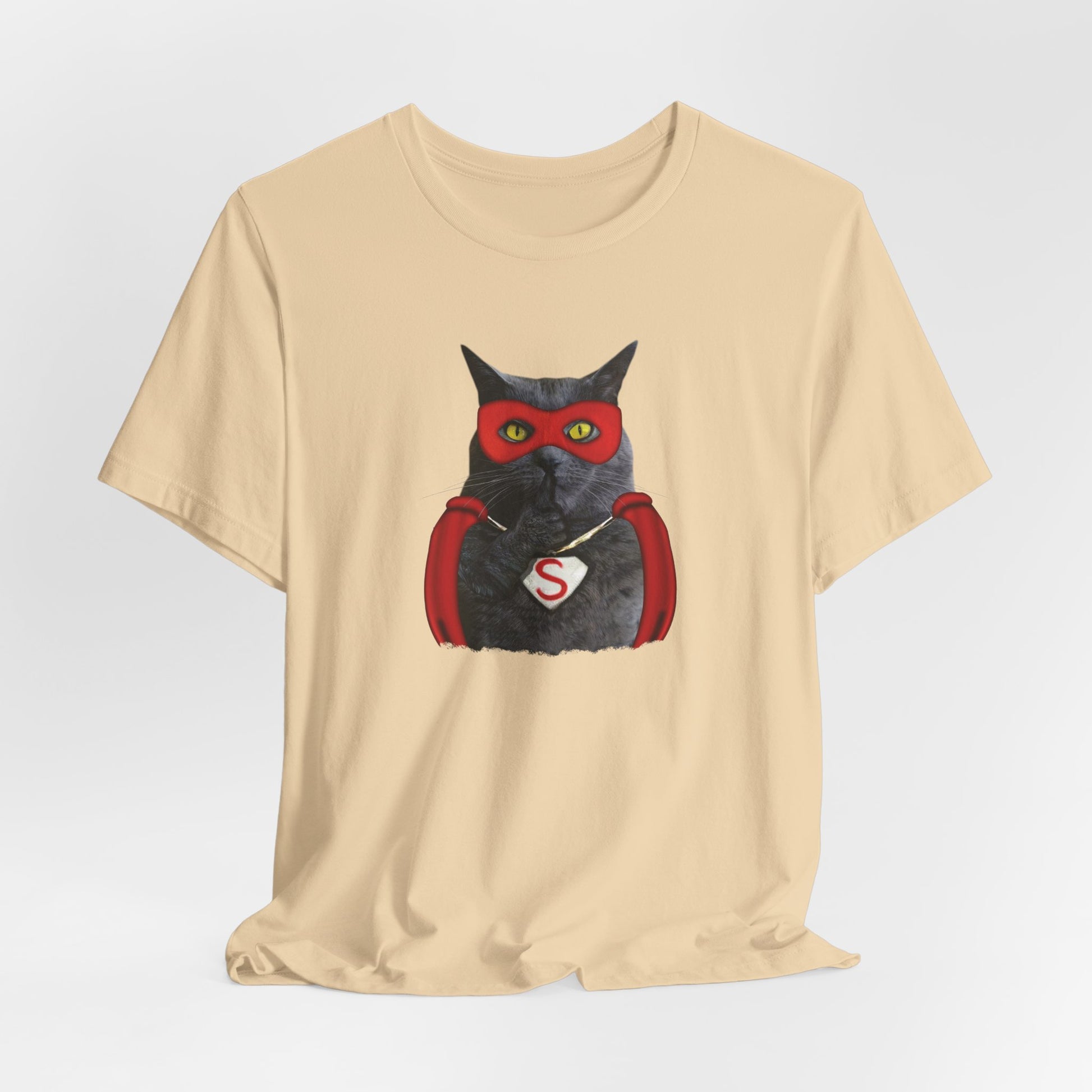 Cream Super Cat T-Shirt Unisex Crew Neck