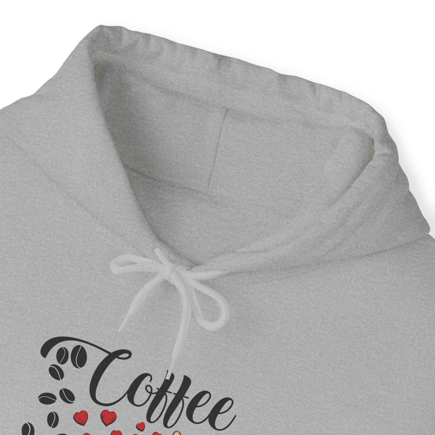 Oyster C☕ffee Beans & Love Hearts Cat Themed Hooded Sweatshirt Unisex