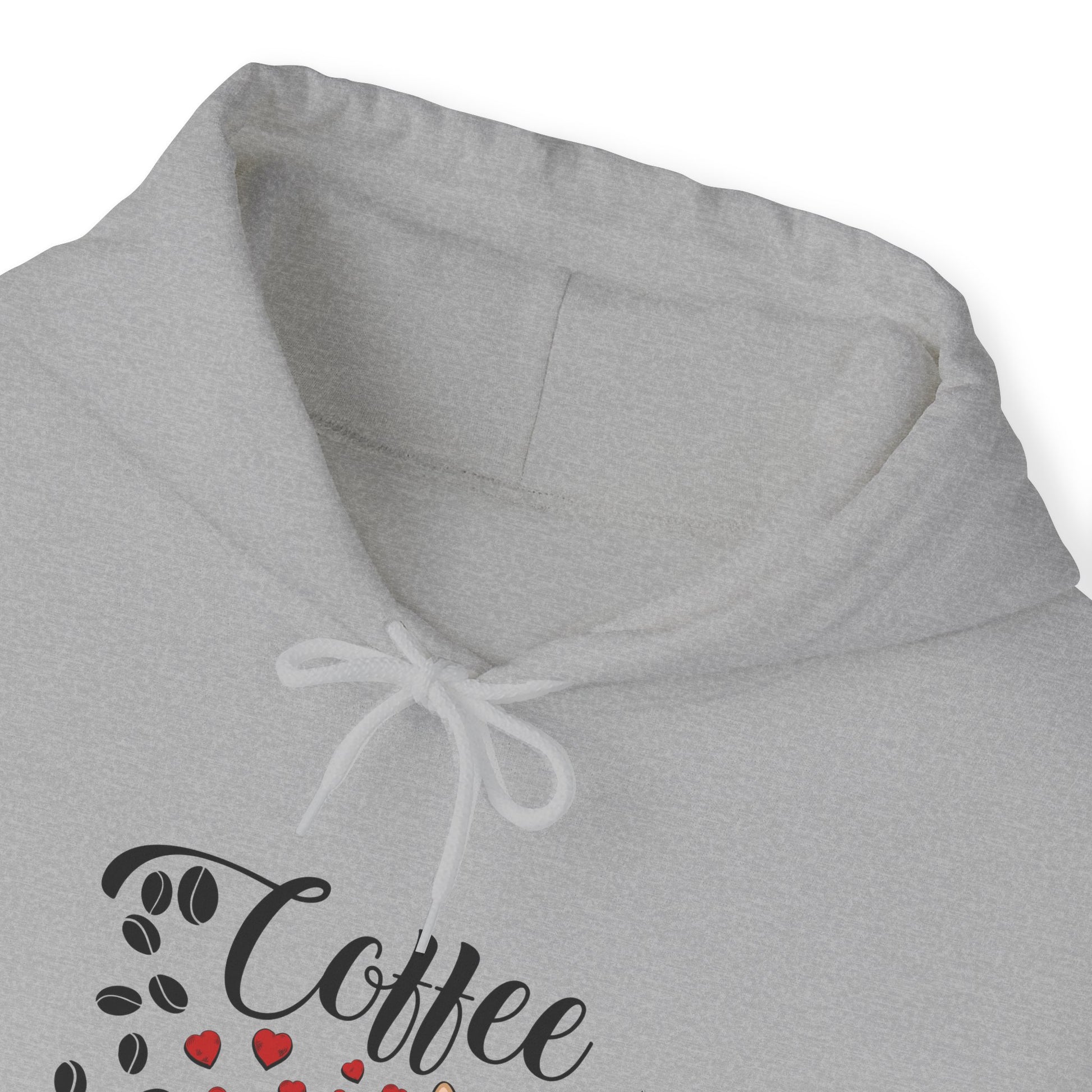 Oyster C☕ffee Beans & Love Hearts Cat Themed Hooded Sweatshirt Unisex
