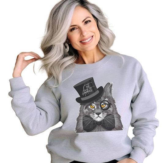 Ash Maine Coon Cat Addict Crewneck Unisex Sweatshirt