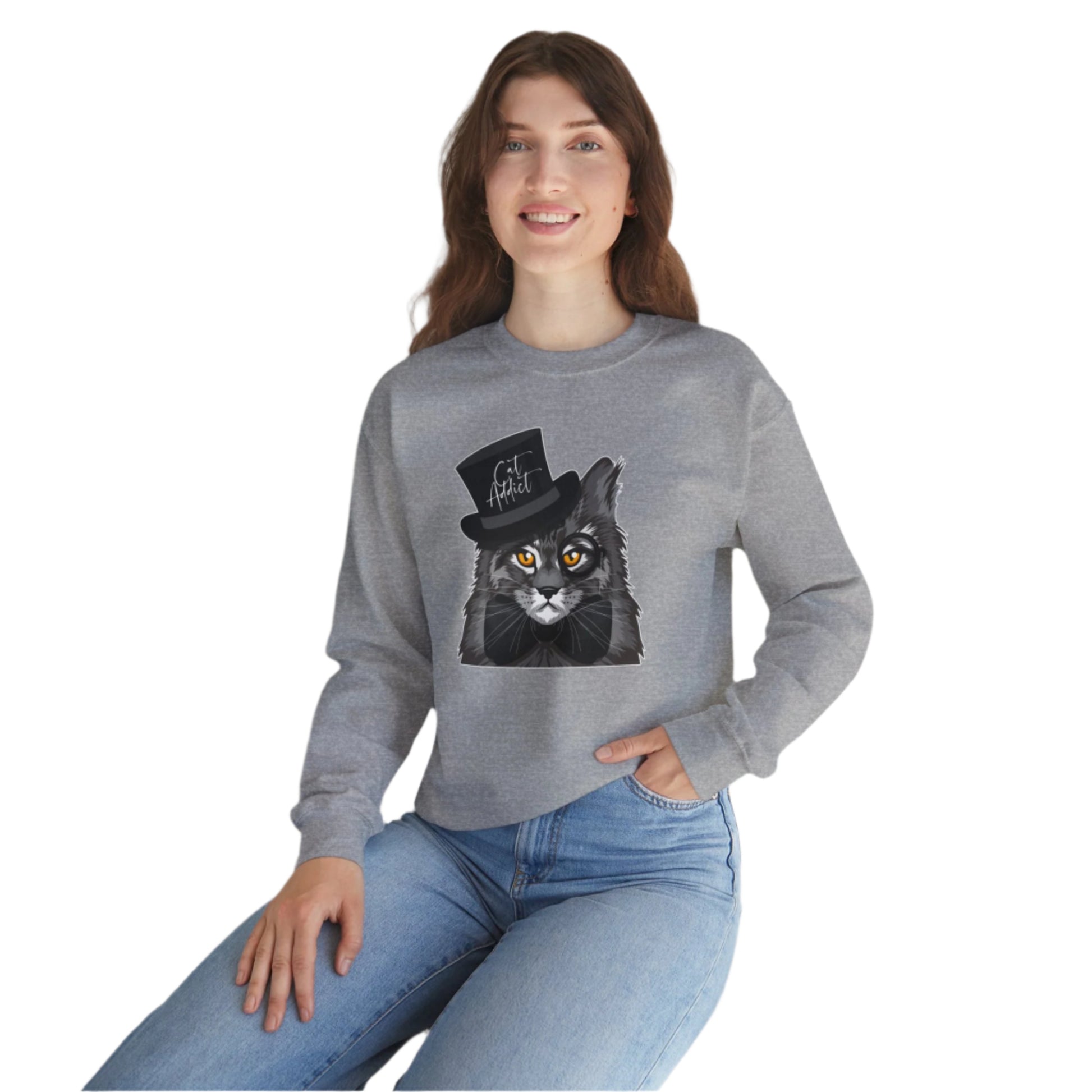 Oyster Maine Coon Cat Addict Crewneck Unisex Sweatshirt