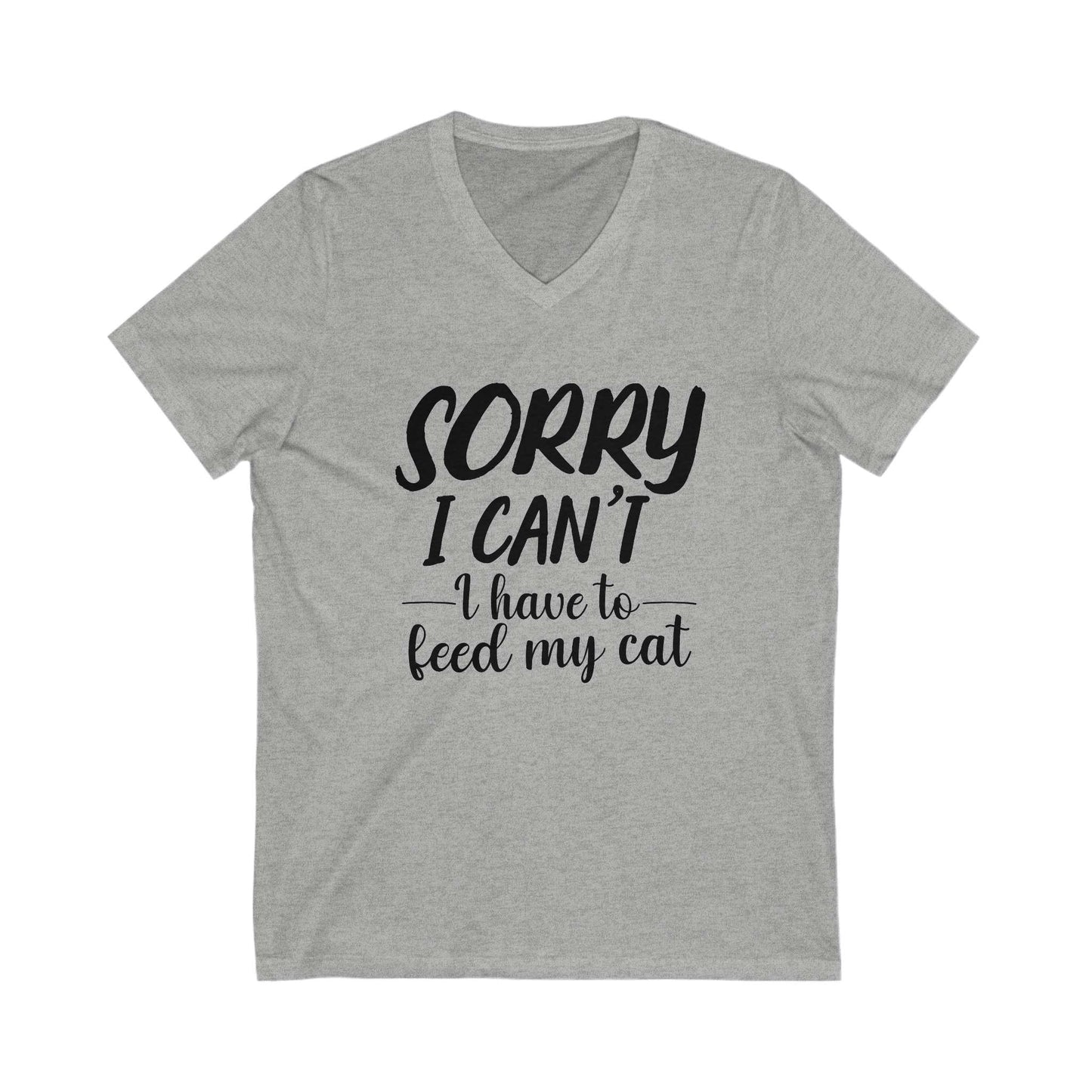Heather Gray Feed My Cat V-Neck T-Shirt Unisex