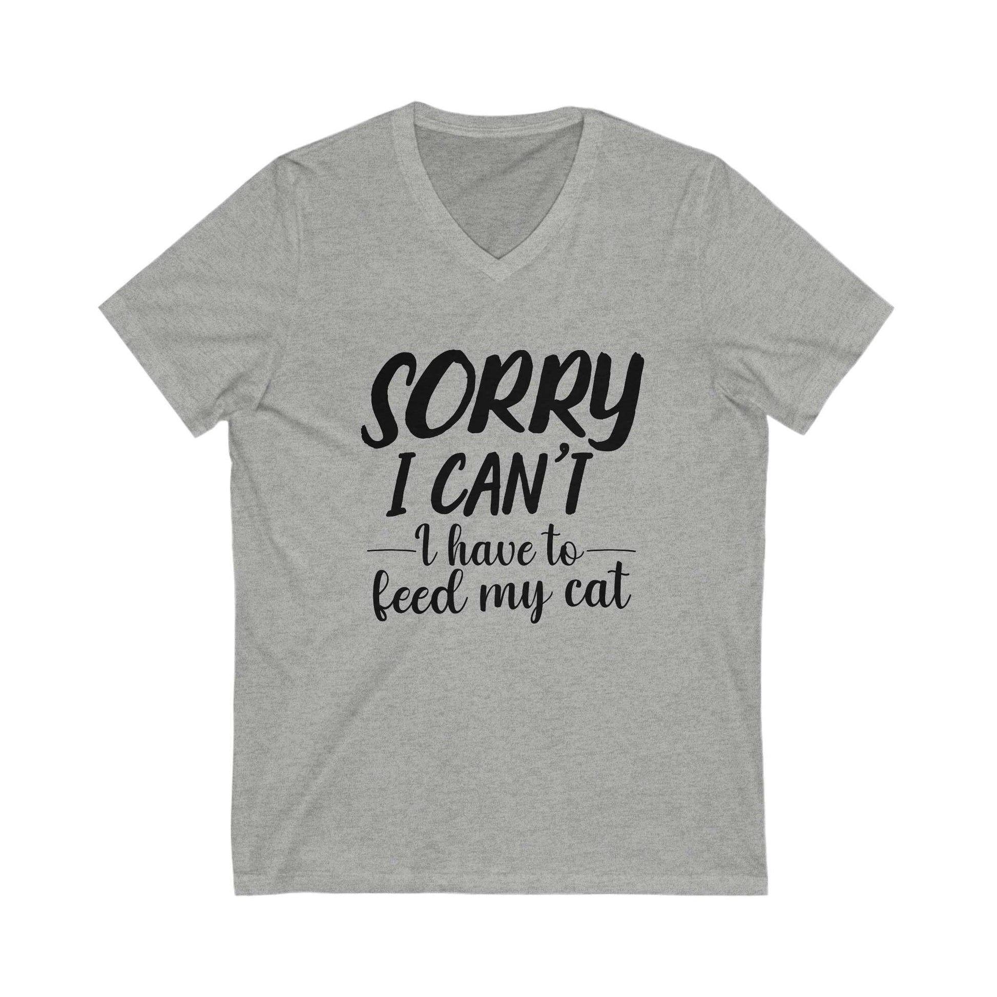 Heather Gray Feed My Cat V-Neck T-Shirt Unisex