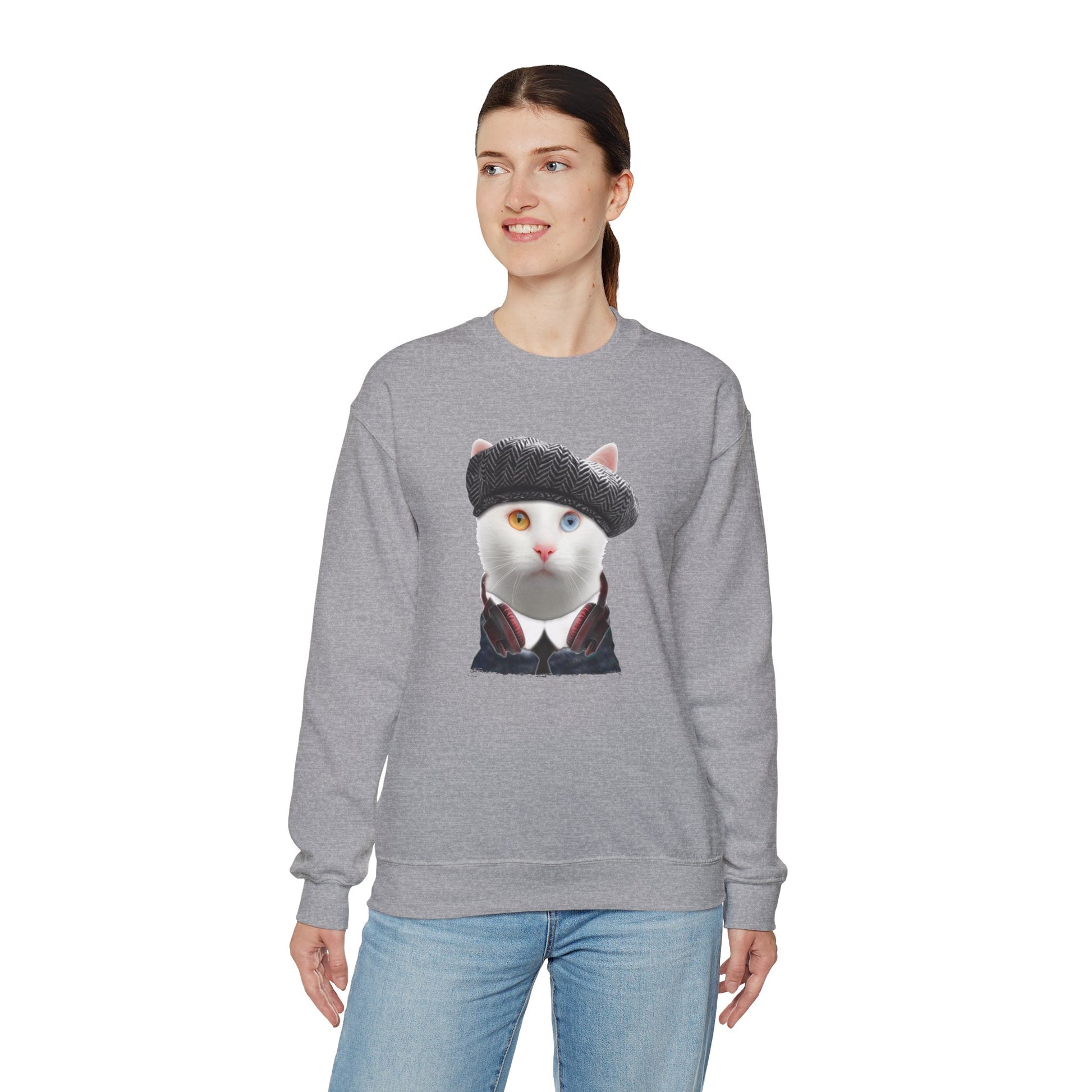 Oyster Headphones Crewneck Cat Themed Unisex Sweatshirt