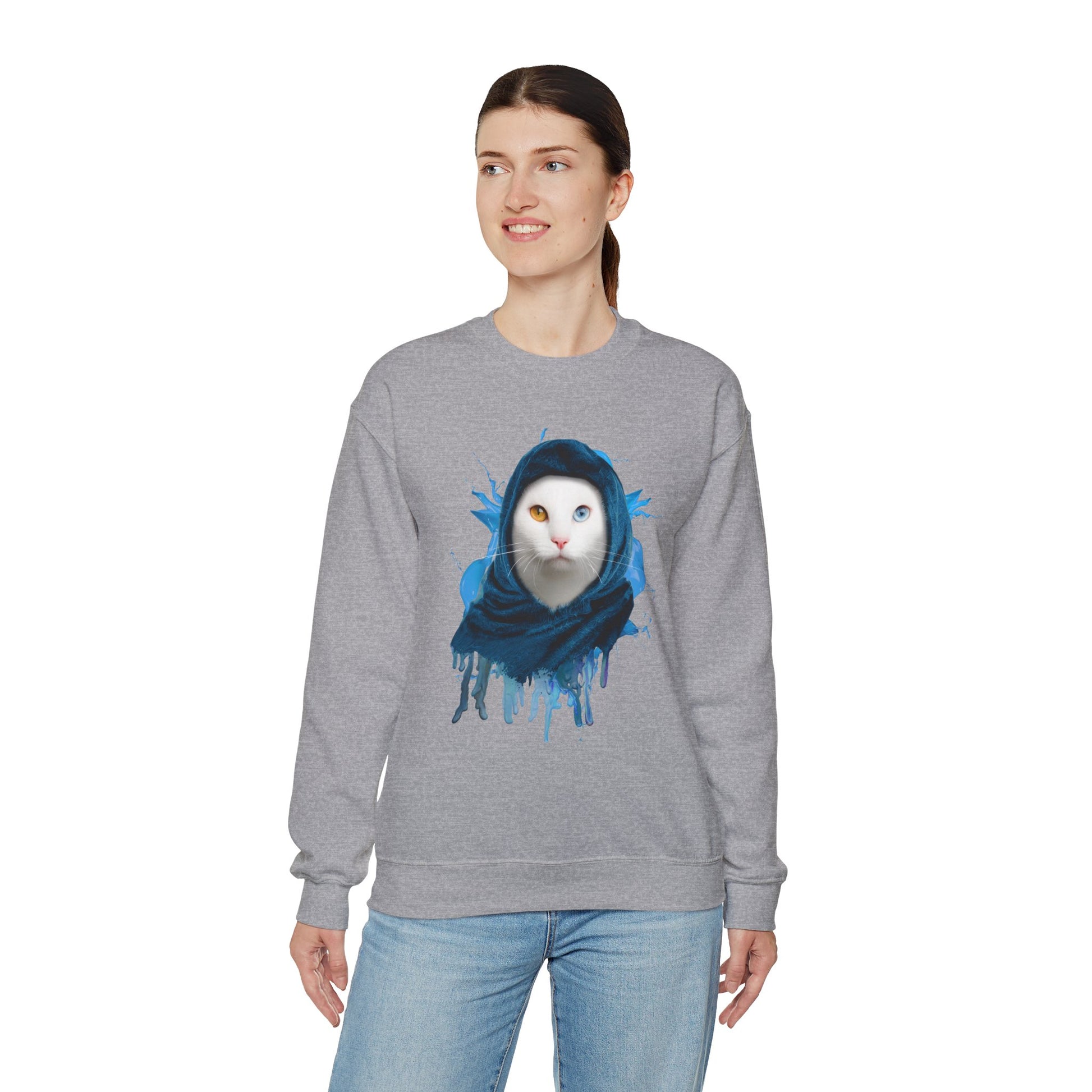 Oyster Headscarf Cat Themed Crewneck Unisex Sweatshirt