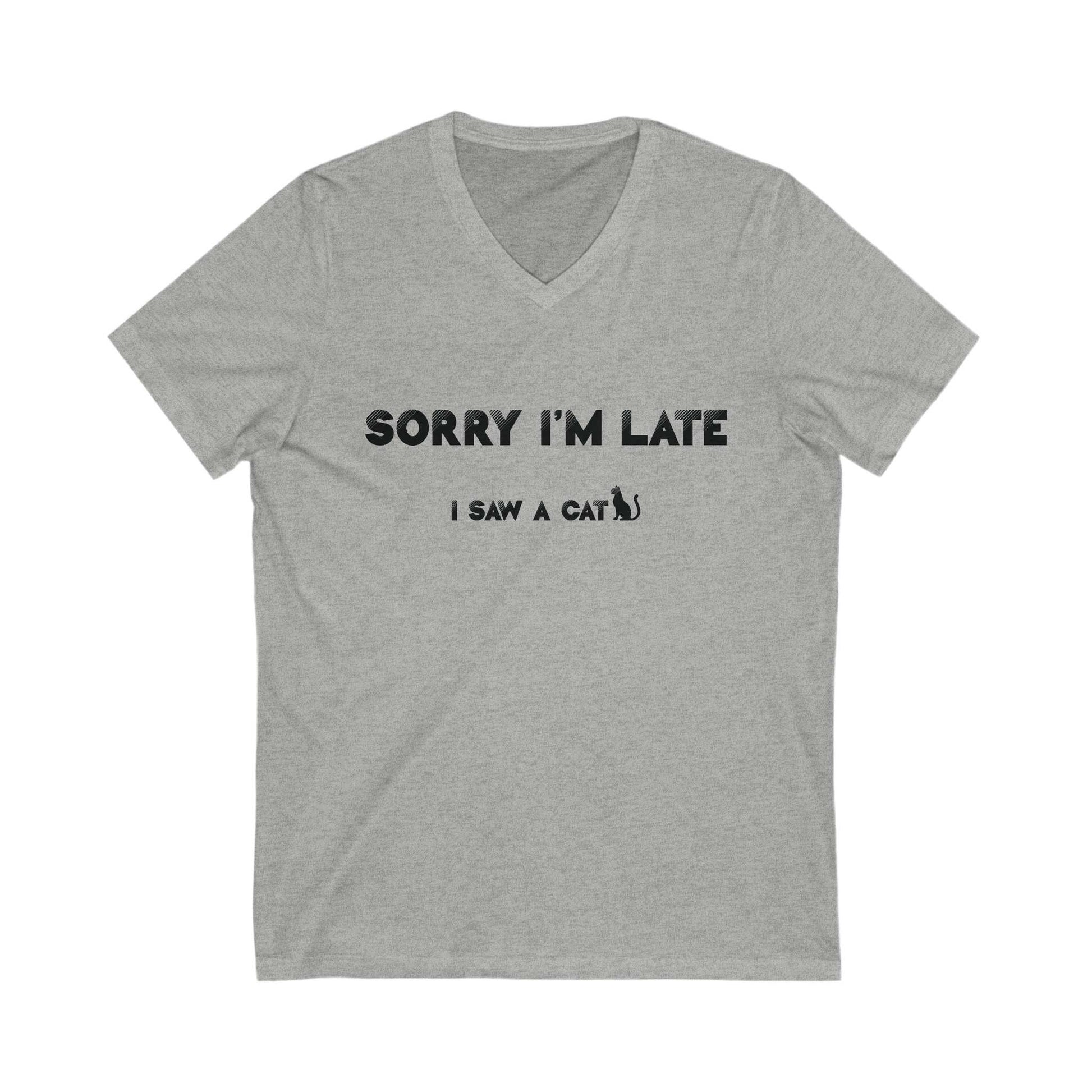 Heather Gray I Saw A Cat V-Neck Unisex T-Shirt