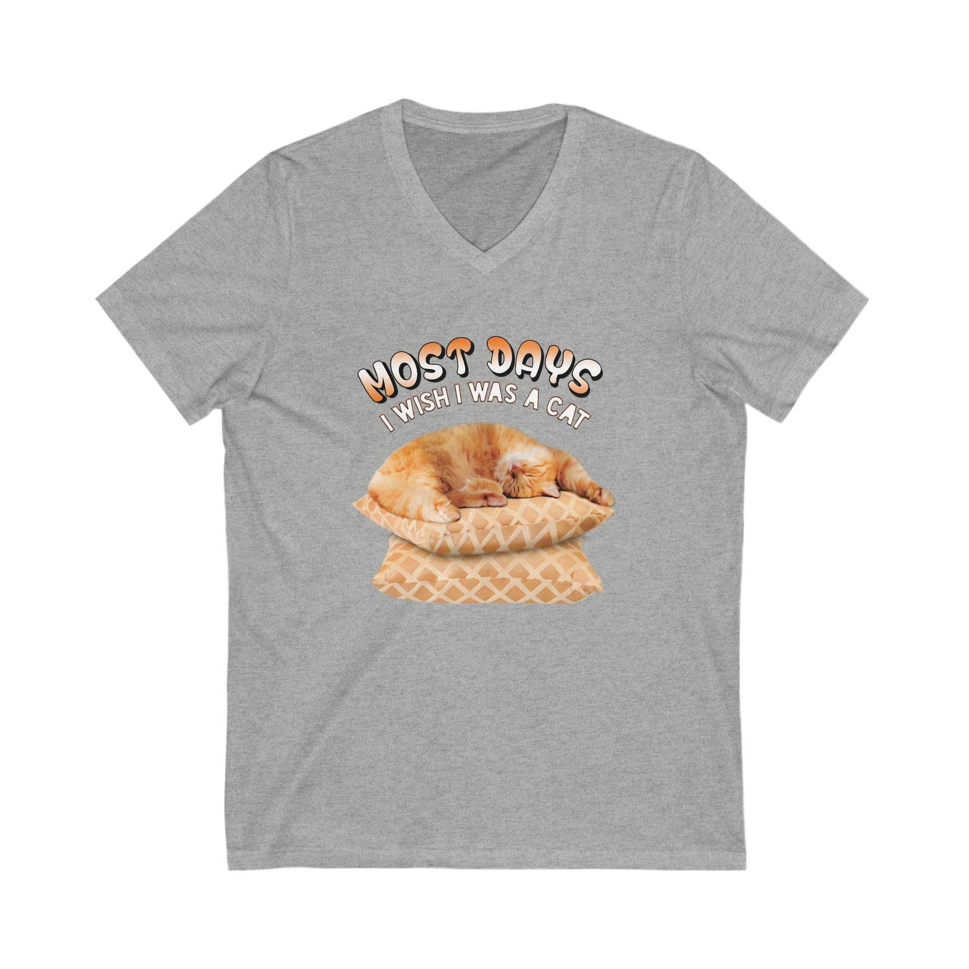 Heather Gray Most Days I Wish I Was A Cat T-Shirt Unisex V-Neck