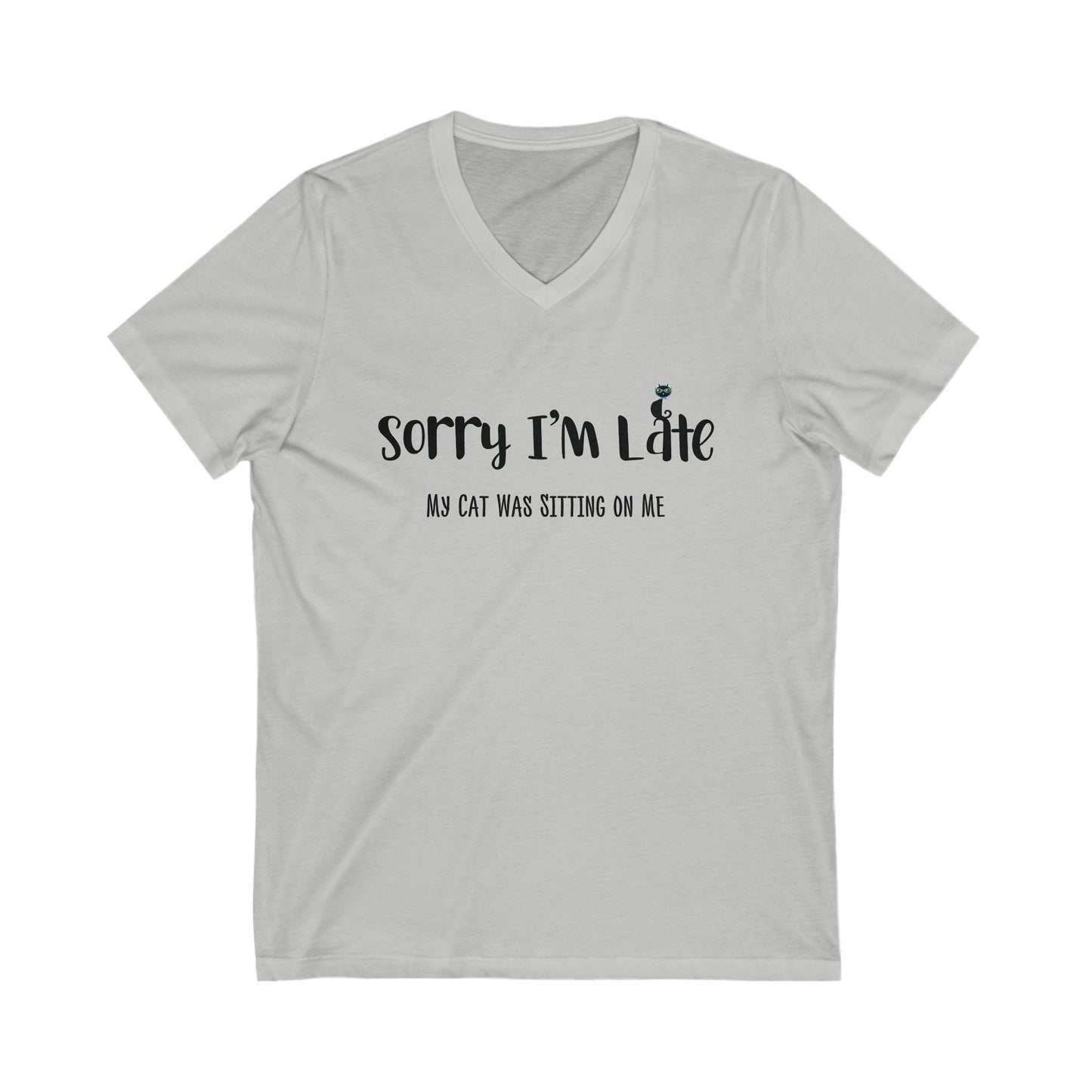 Heather Gray My Cat Was Sitting n Me T-Shirt V-Neck Unisex