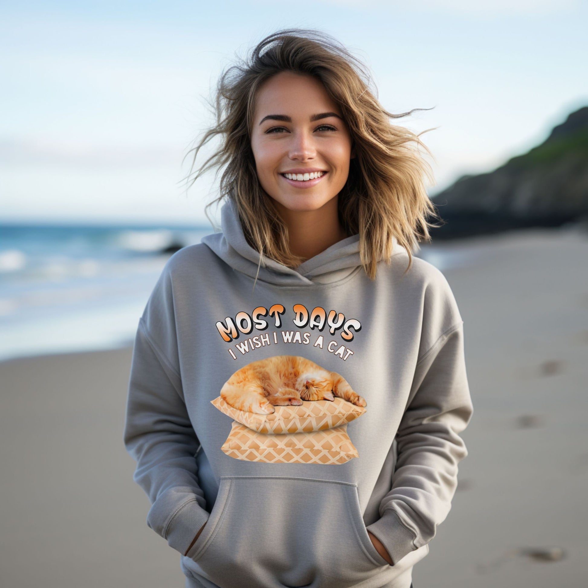 Oyster Most Days Cat Themed Hooded Sweatshirt Unisex 