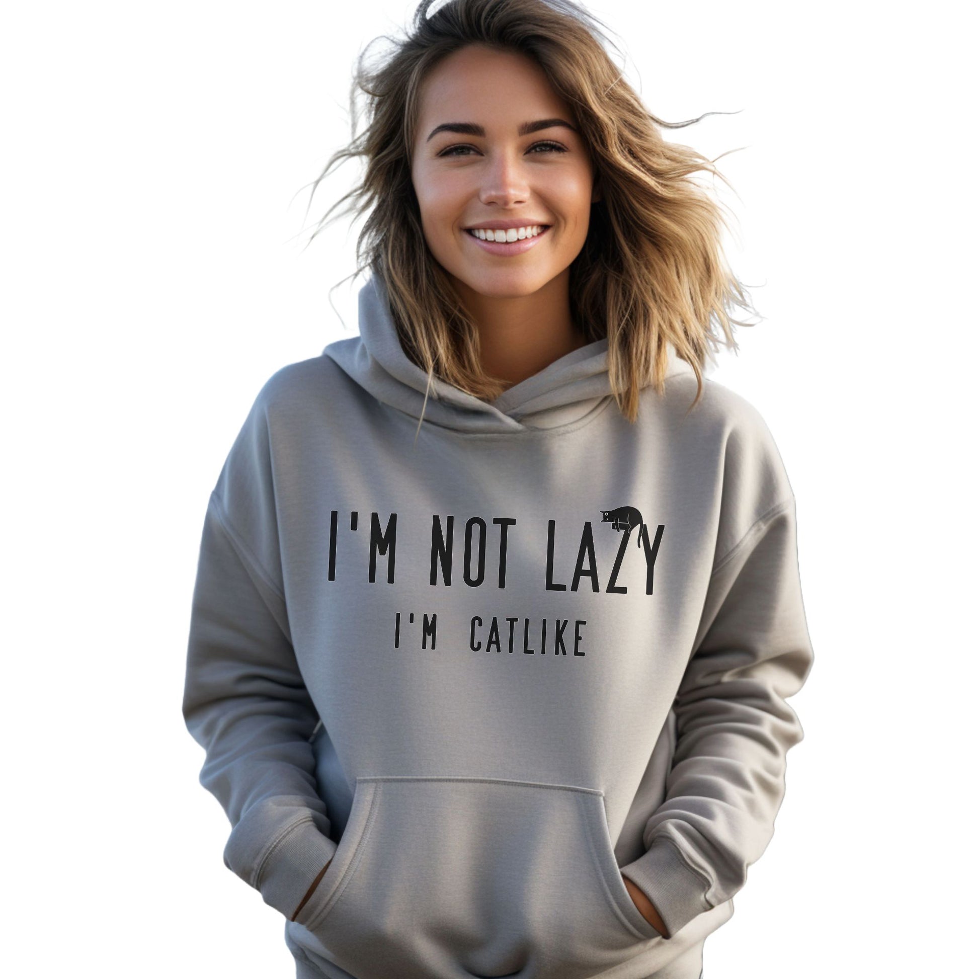 Oyster Not Lazy Cat Themed Hooded Sweatshirt Unisex